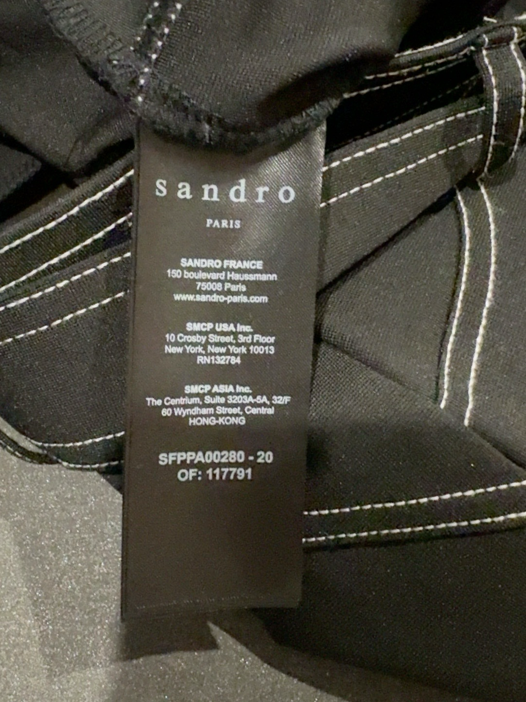 Sandro Pantalon noir surpiqûres contrastées avec ceinture – Neuf avec étiquette SANDRO