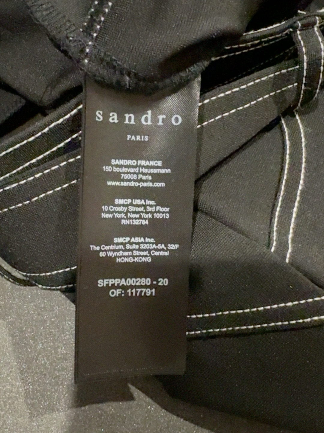 Sandro Pantalon noir surpiqûres contrastées avec ceinture – Neuf avec étiquette SANDRO