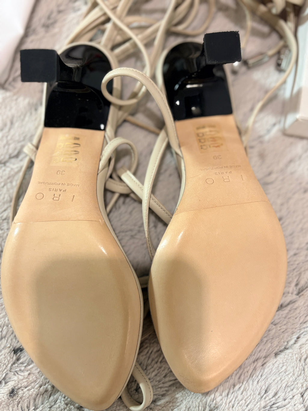Sandales à lacets IRO Paris "RAW" neuves – Cuir Oyster Grey – T.39
