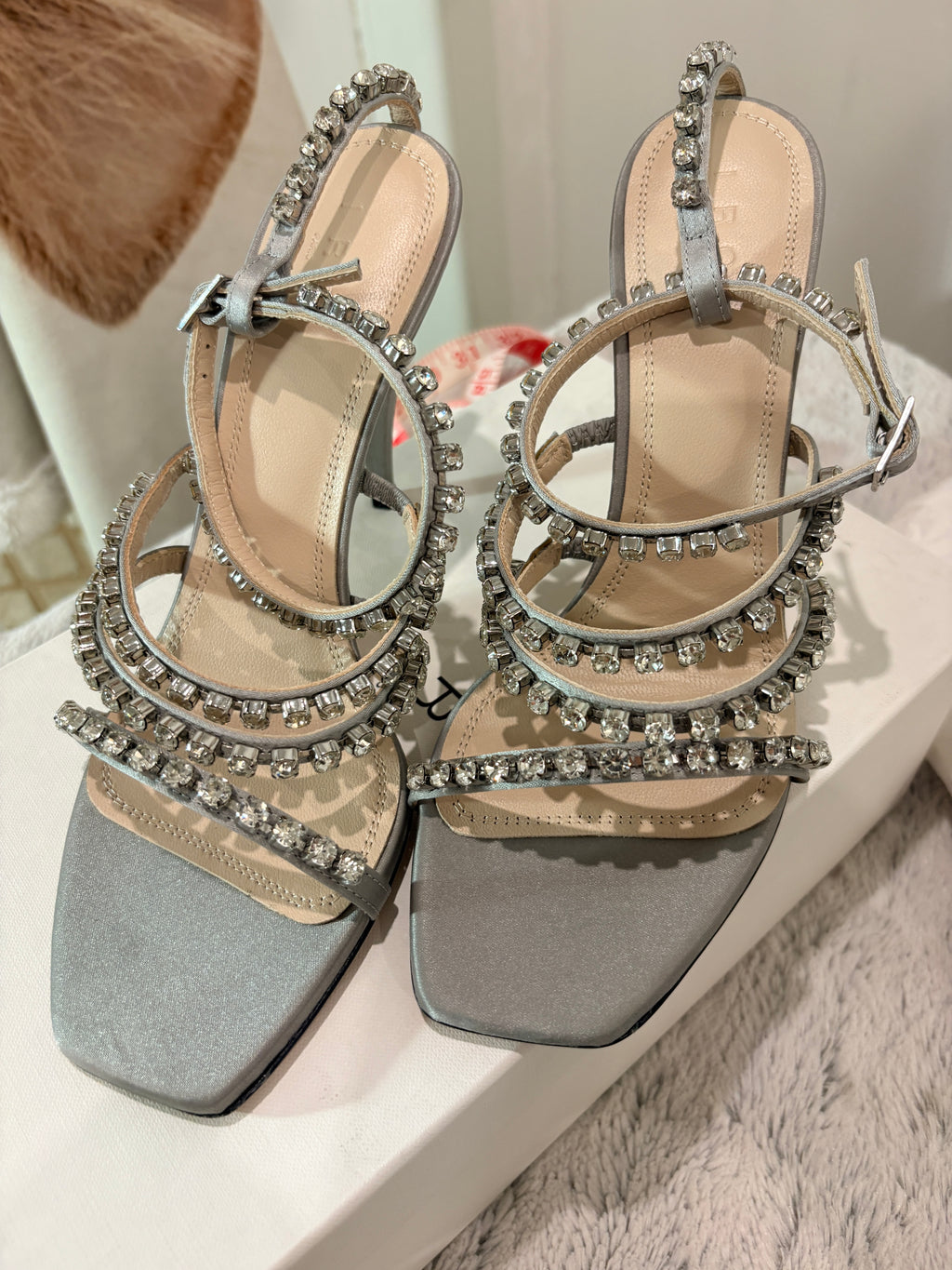 Sandales à talons IRO Paris "Hera" en satin et cristaux – Taille 39 – Neuves