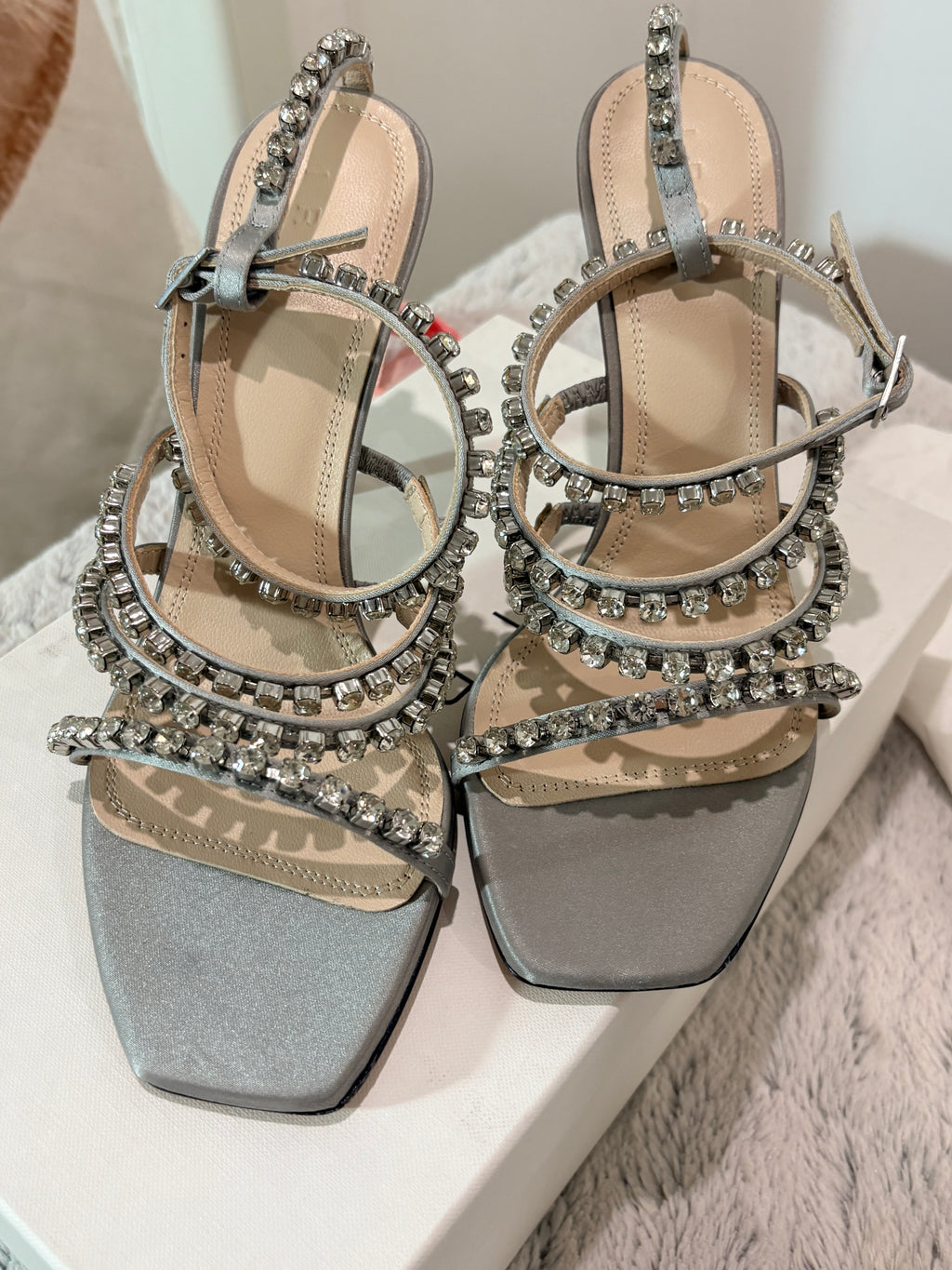 Sandales à talons IRO Paris "Hera" en satin et cristaux – Taille 39 – Neuves