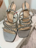 Sandales à talons IRO Paris "Hera" en satin et cristaux – Taille 39 – Neuves