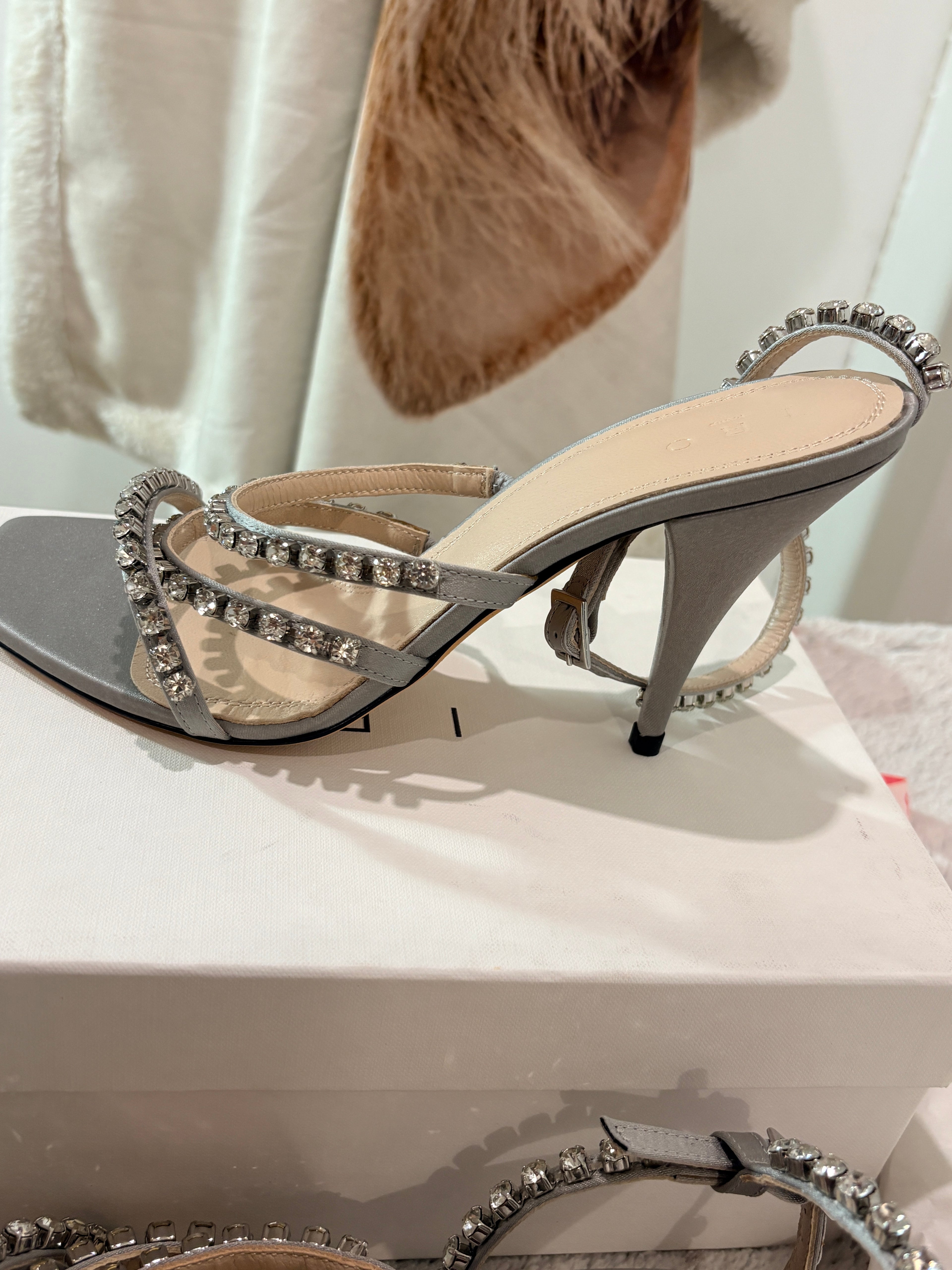Sandales à talons IRO Paris "Hera" en satin et cristaux – Taille 39 – Neuves