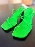 Sandales en cuir à fines brides Vert Néon - Sandro