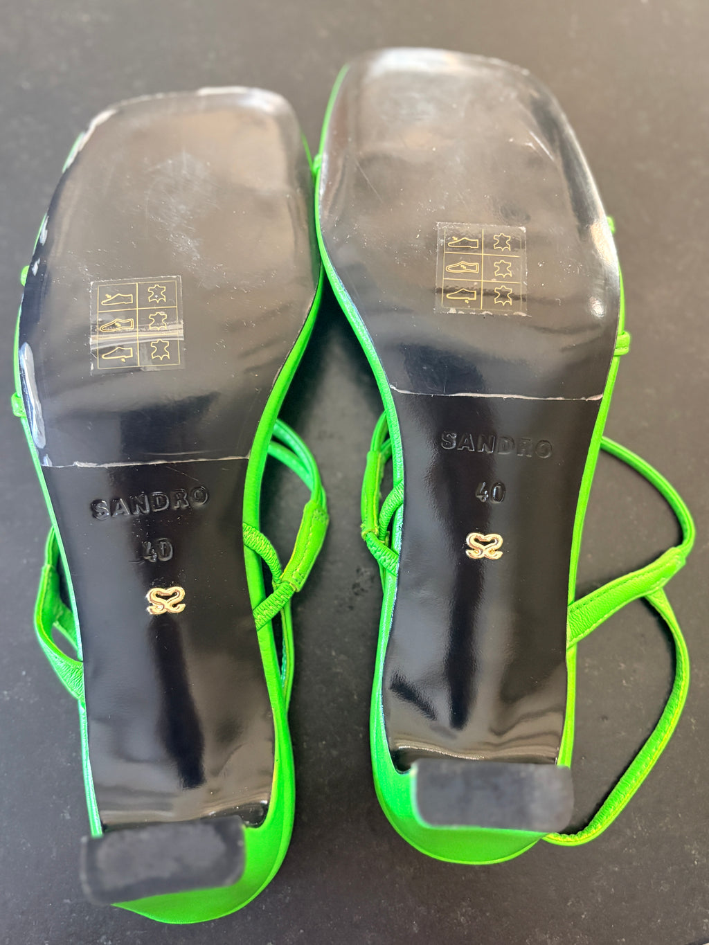 Sandales en cuir à fines brides Vert Néon - Sandro