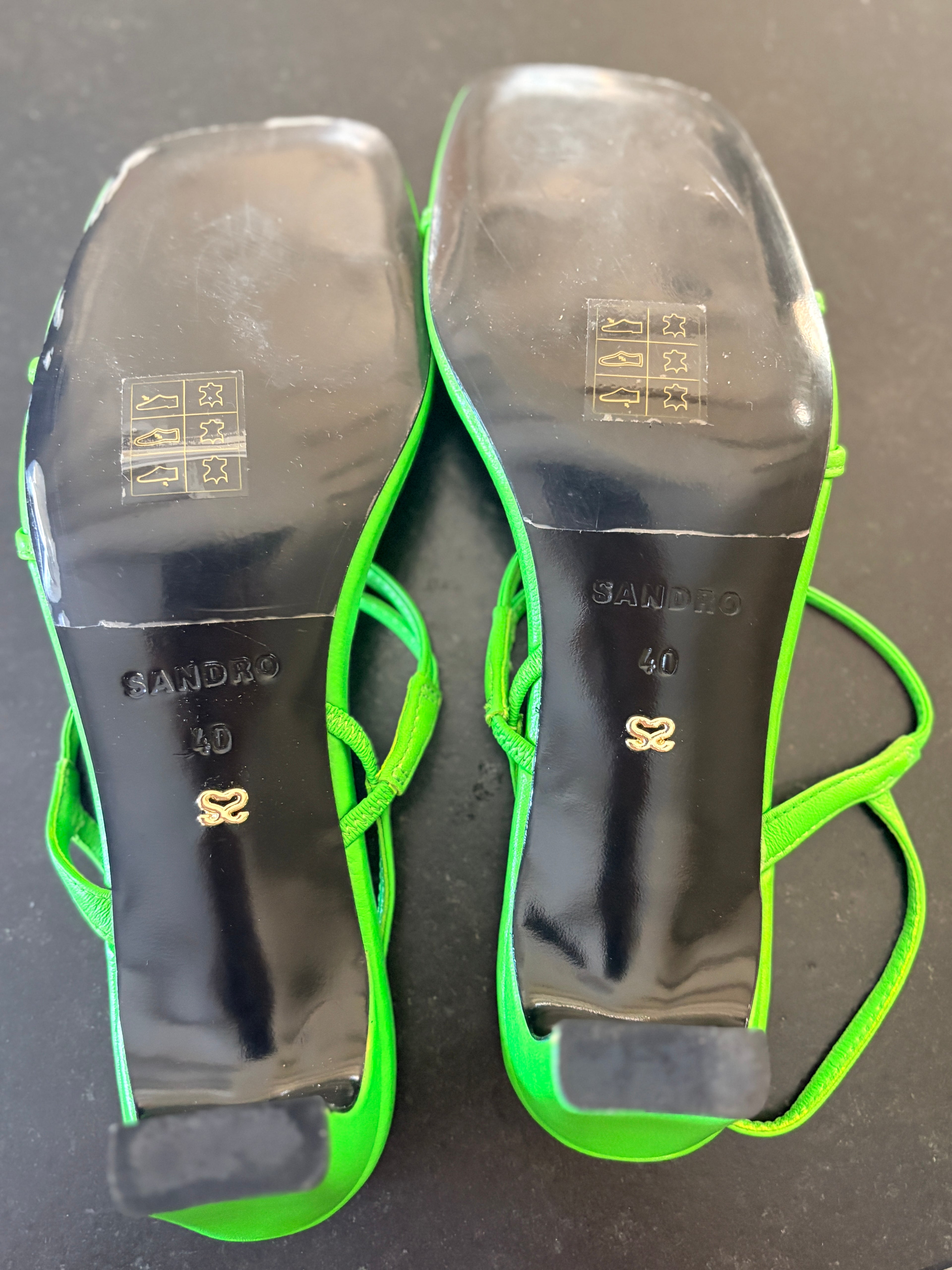 Sandales en cuir à fines brides Vert Néon - Sandro