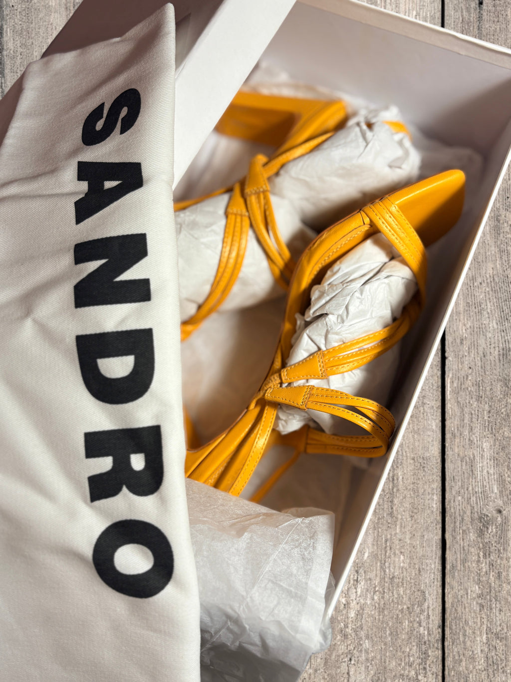 Sandales à talons Sandro – Modèle "Faye" – Orange Clémentine – Pointure 39 – Neuves avec boîte