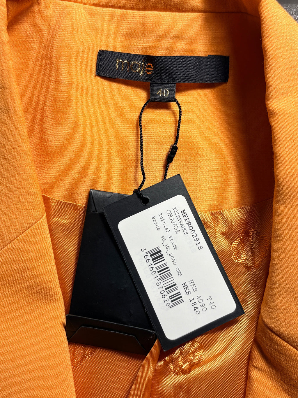 Robe Blazer Ajustée à Découpes – Orange Flash – Taille 40 (Neuve avec étiquette)