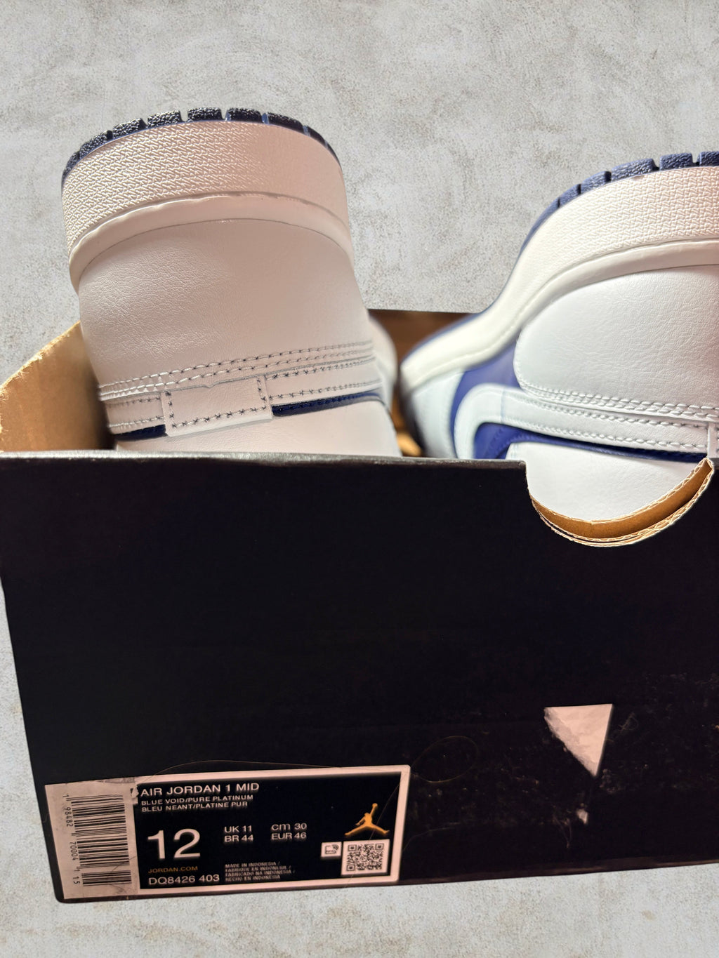 Air Jordan 1 Mid Blue Void Pure Platinum Taille 46