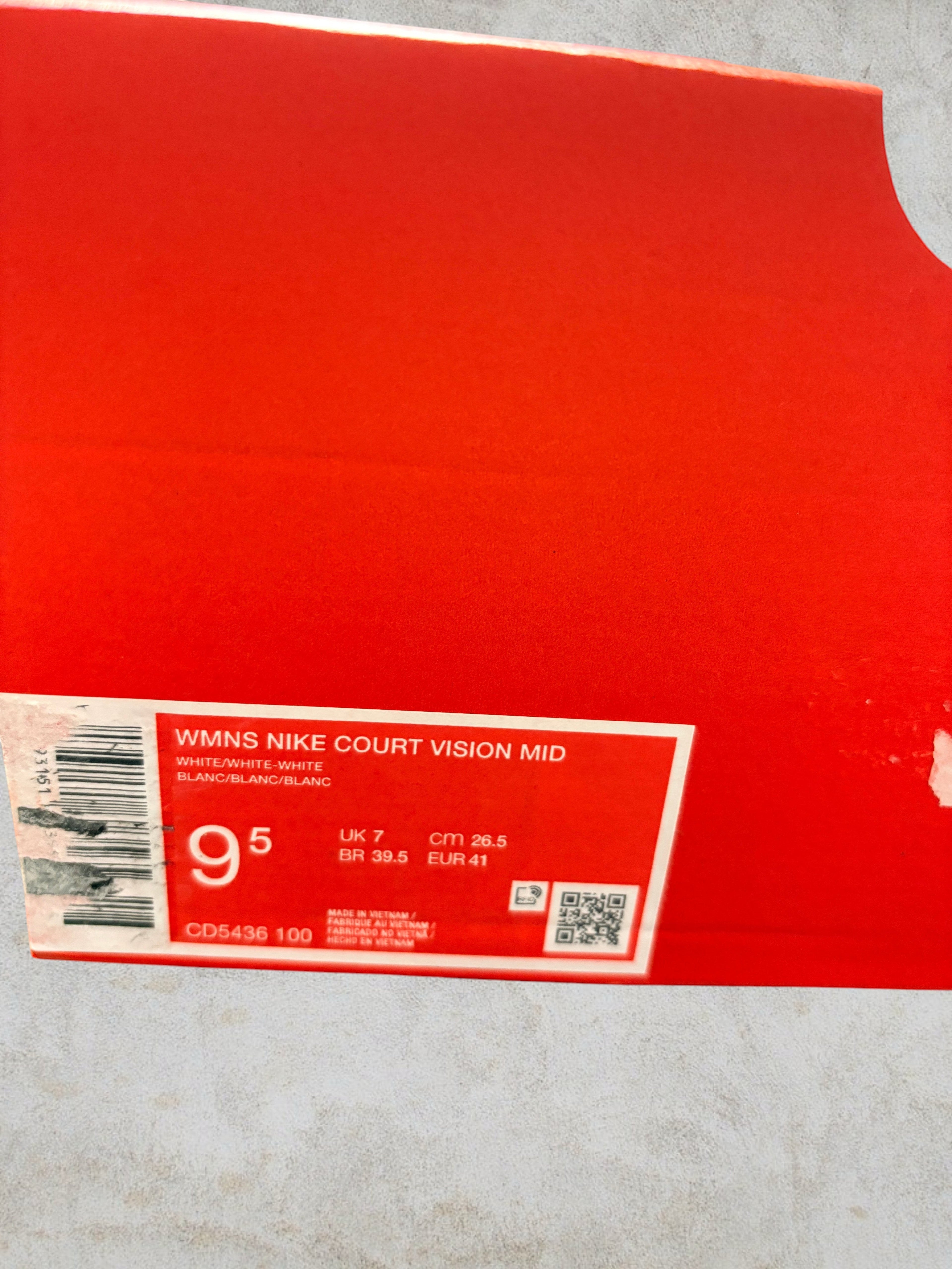 Baskets Nike Court Vision Mid Femme - "Triple White" - Neuves