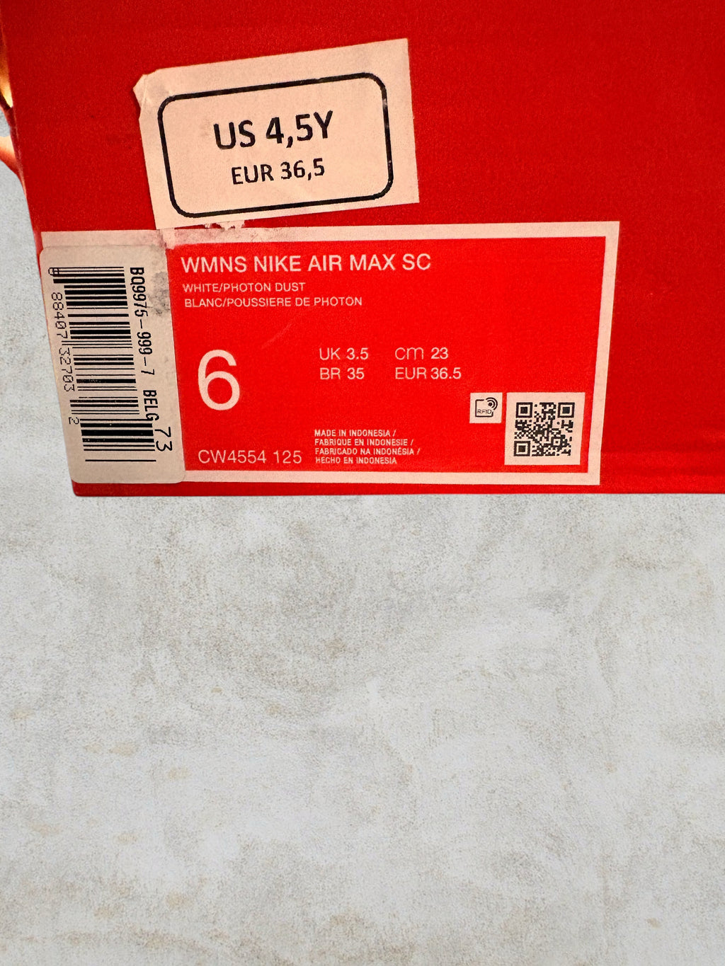 Nike Air Max SC White Healing Orange — Neuves — T36.5