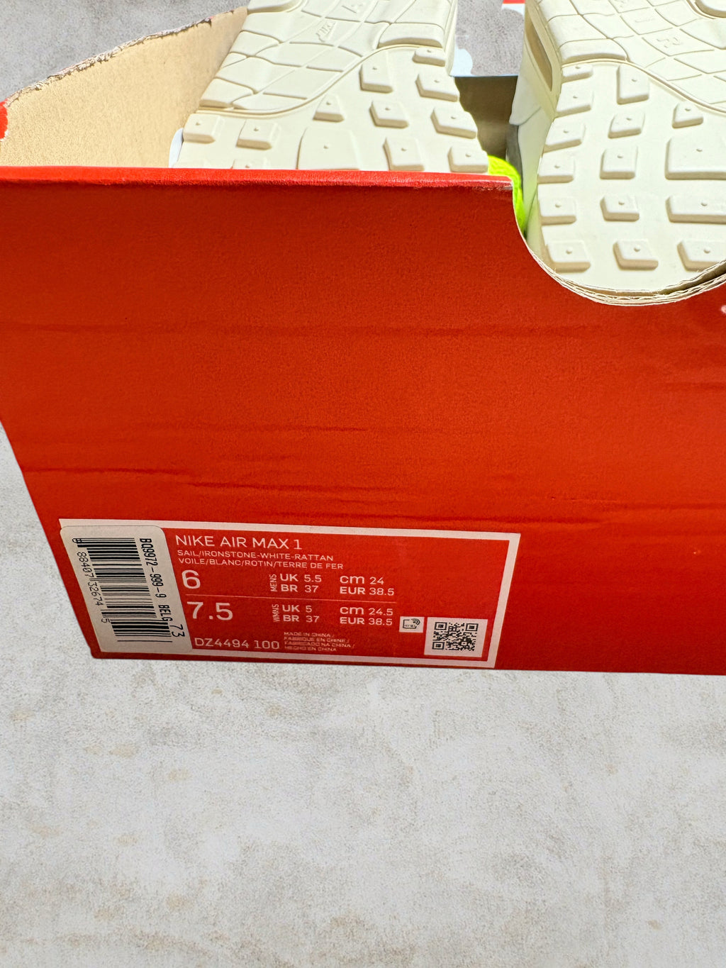 Air Max 1 PRM Sail Ironstone (38.5) - Neuve