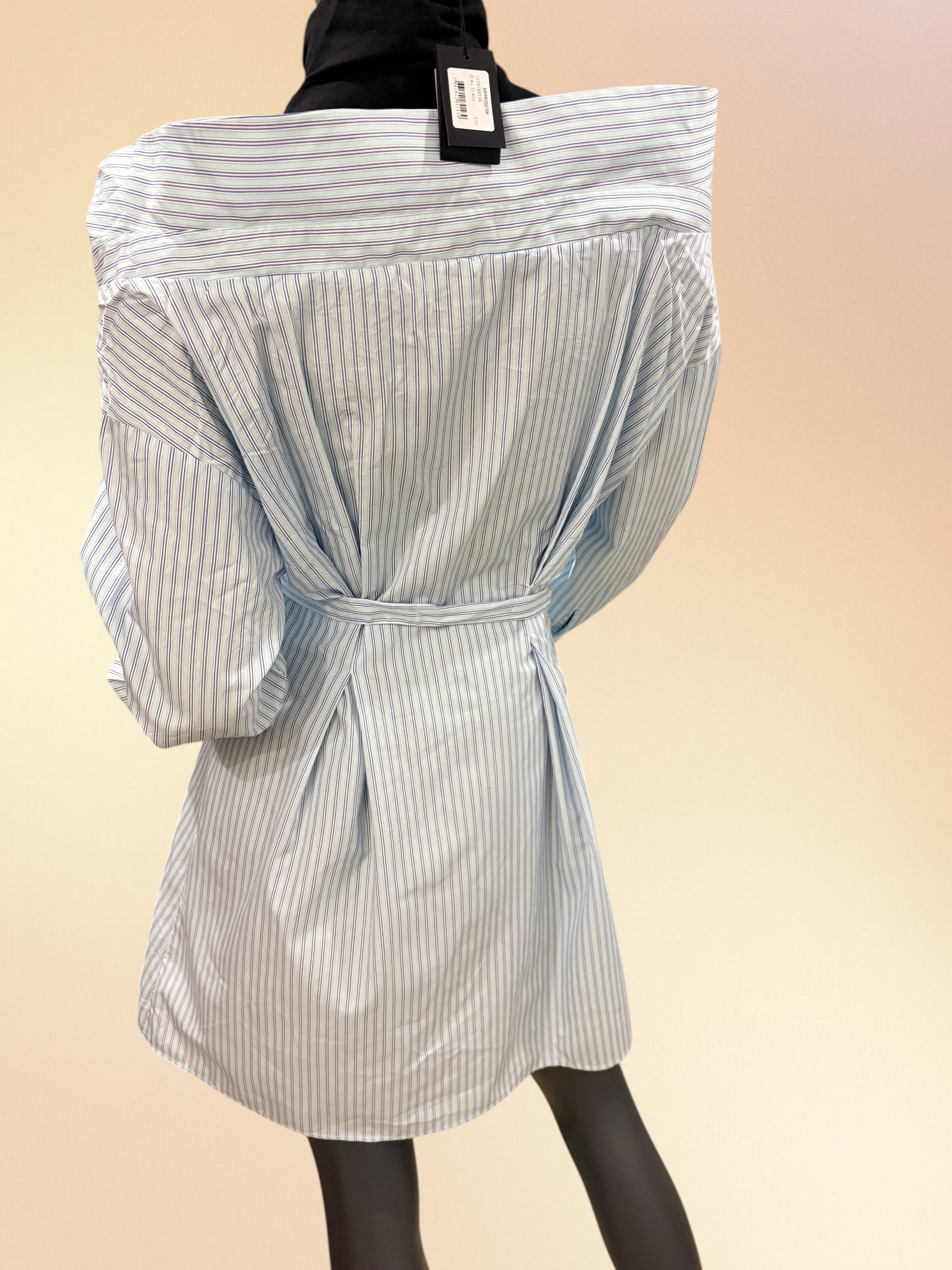 Robe-Chemise Trompe-l’Œil Maje « Riarisa » Rayée Bleu & Blanc – Neuve avec Étiquette (Taille 38)