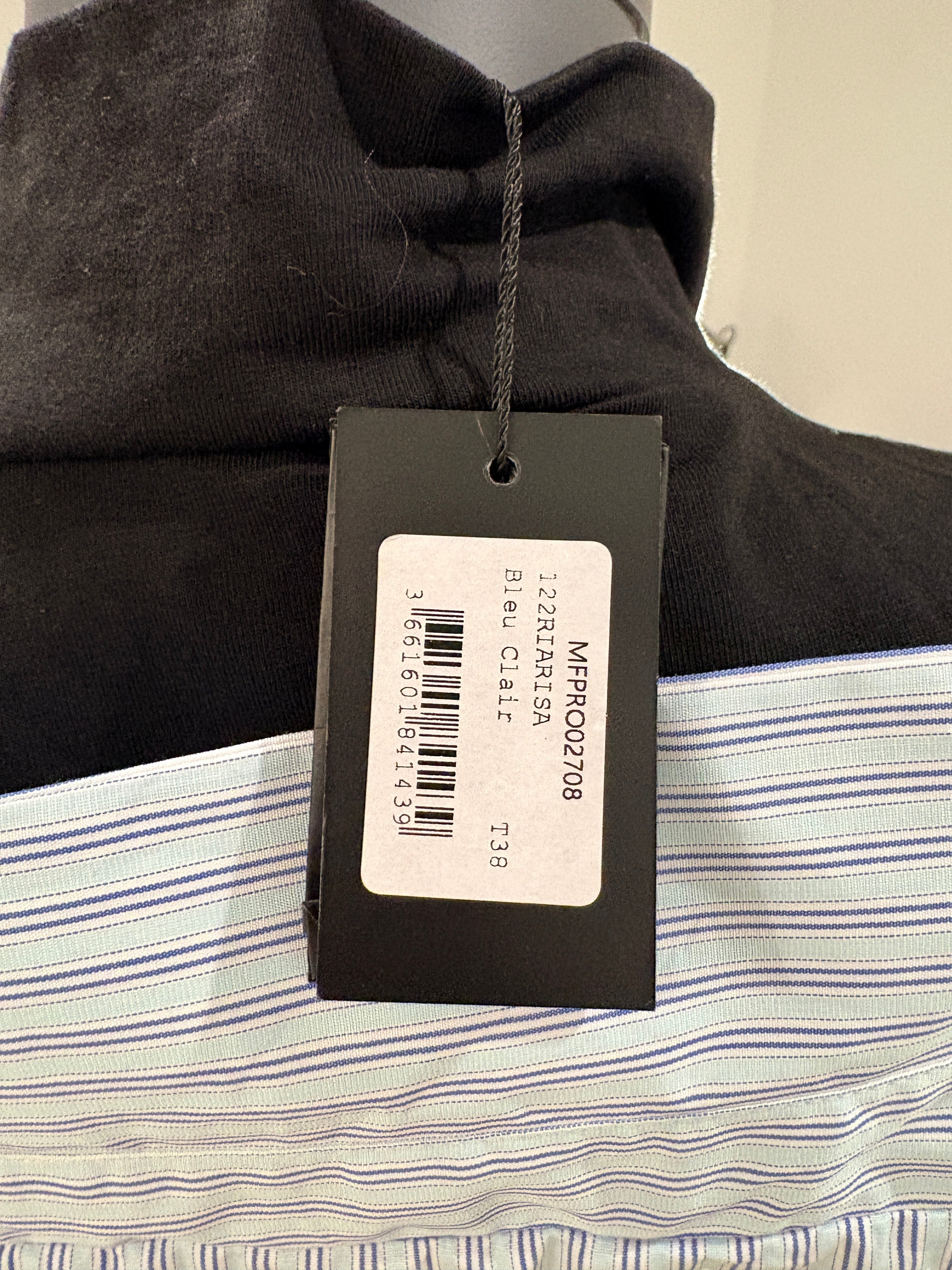 Robe-Chemise Trompe-l’Œil Maje « Riarisa » Rayée Bleu & Blanc – Neuve avec Étiquette (Taille 38)