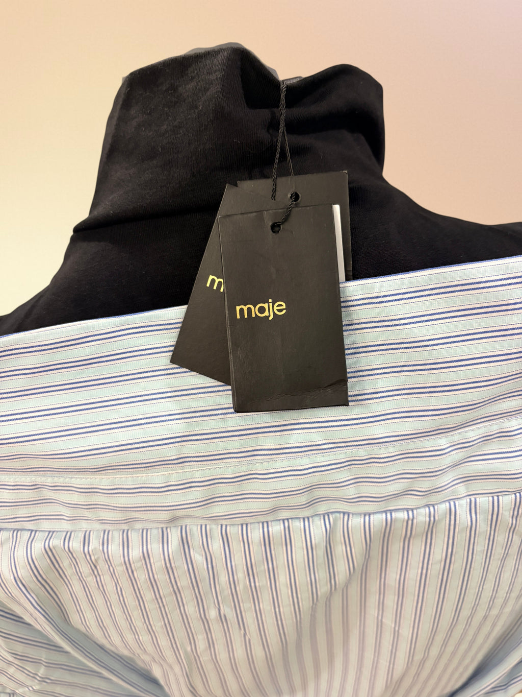 Robe-Chemise Trompe-l’Œil Maje « Riarisa » Rayée Bleu & Blanc – Neuve avec Étiquette (Taille 38)