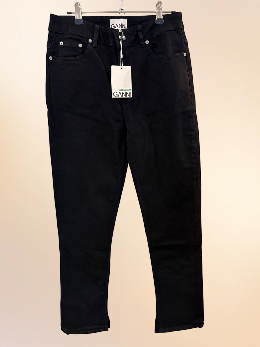 Jean Droit Noir en Coton Organique Neuf avec Étiquette – GANNI (Taille 29/34)