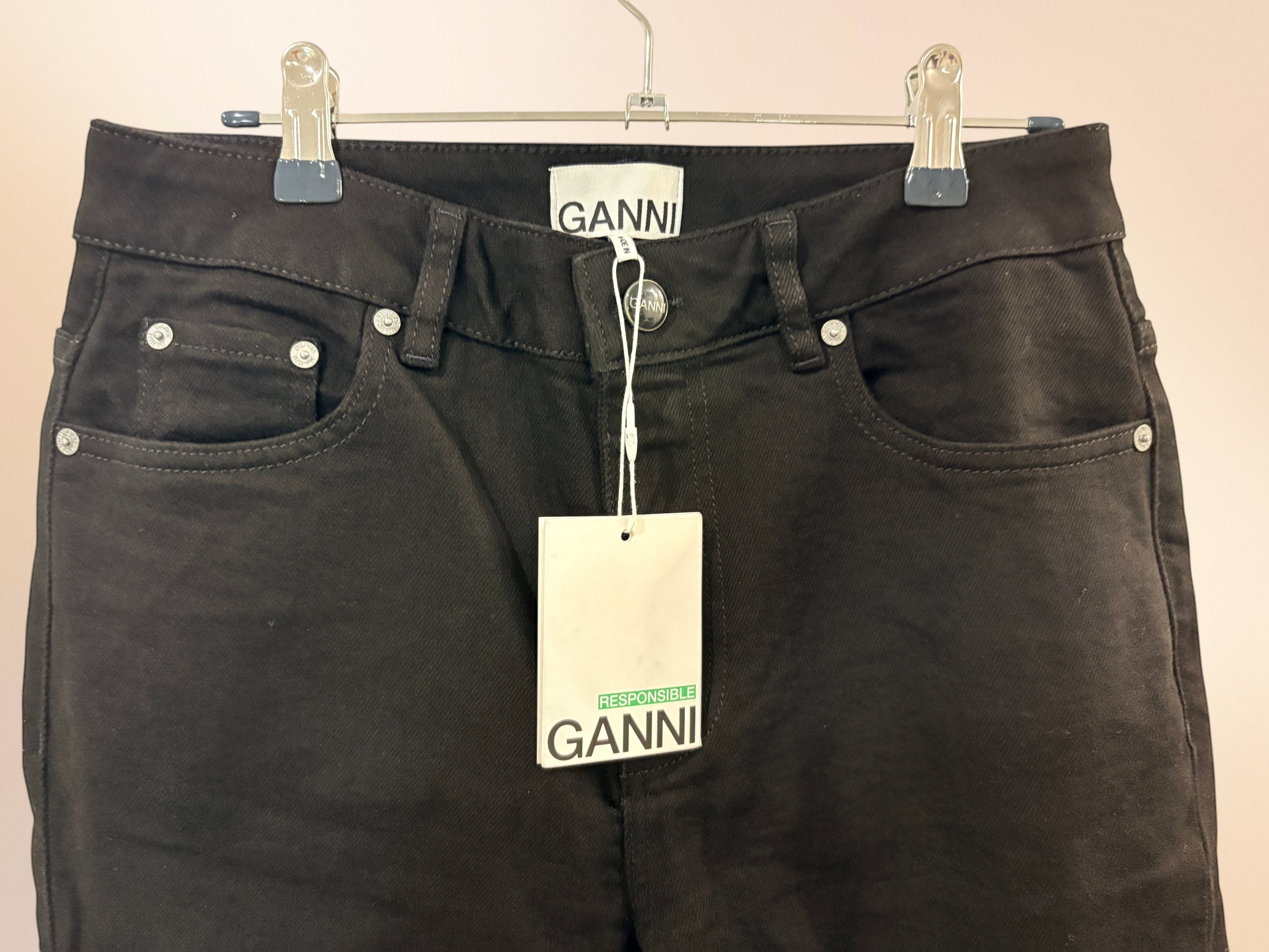 Jean Droit Noir en Coton Organique Neuf avec Étiquette – GANNI (Taille 29/34)