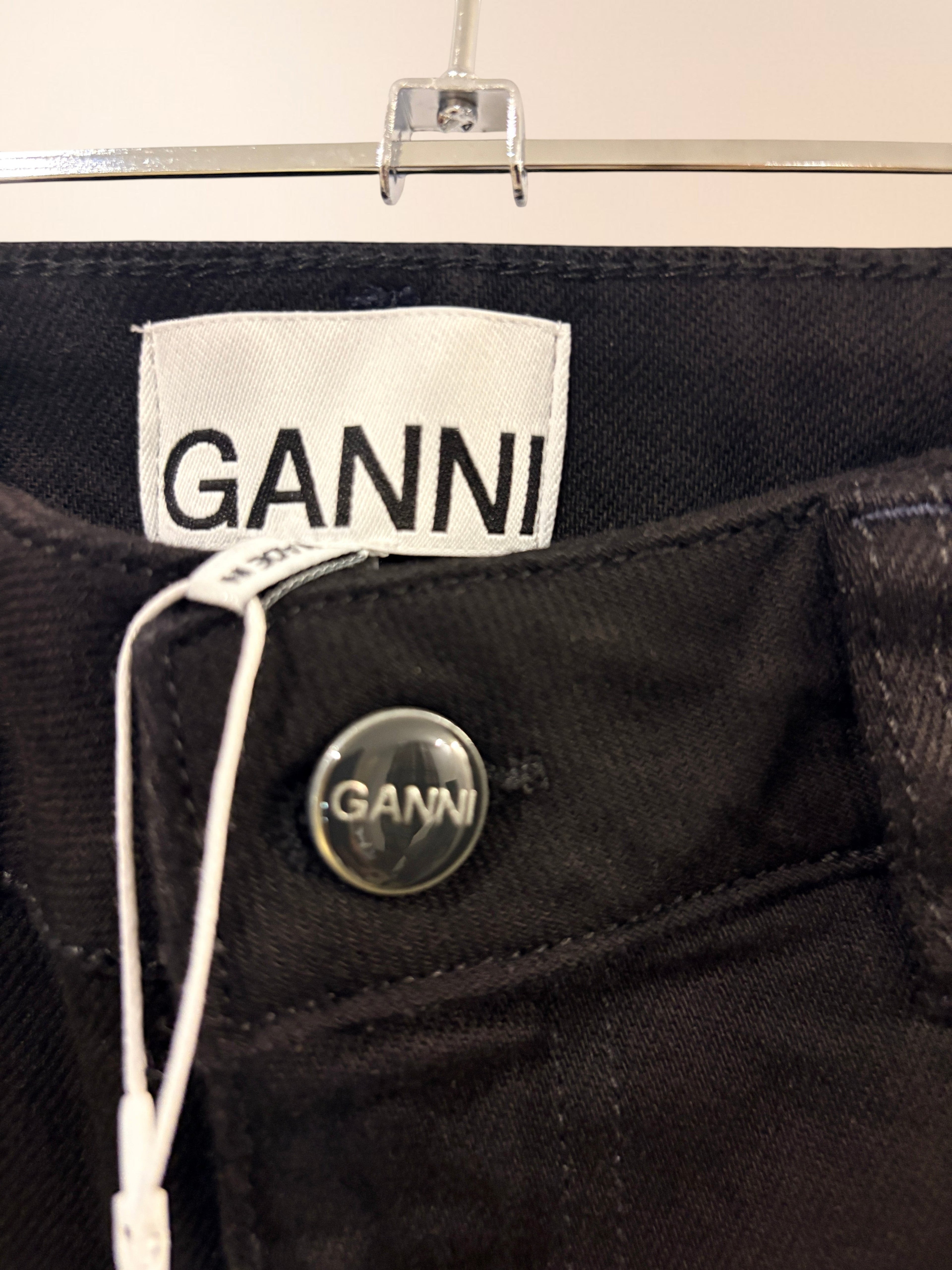 Jean Droit Noir en Coton Organique Neuf avec Étiquette – GANNI (Taille 29/34)