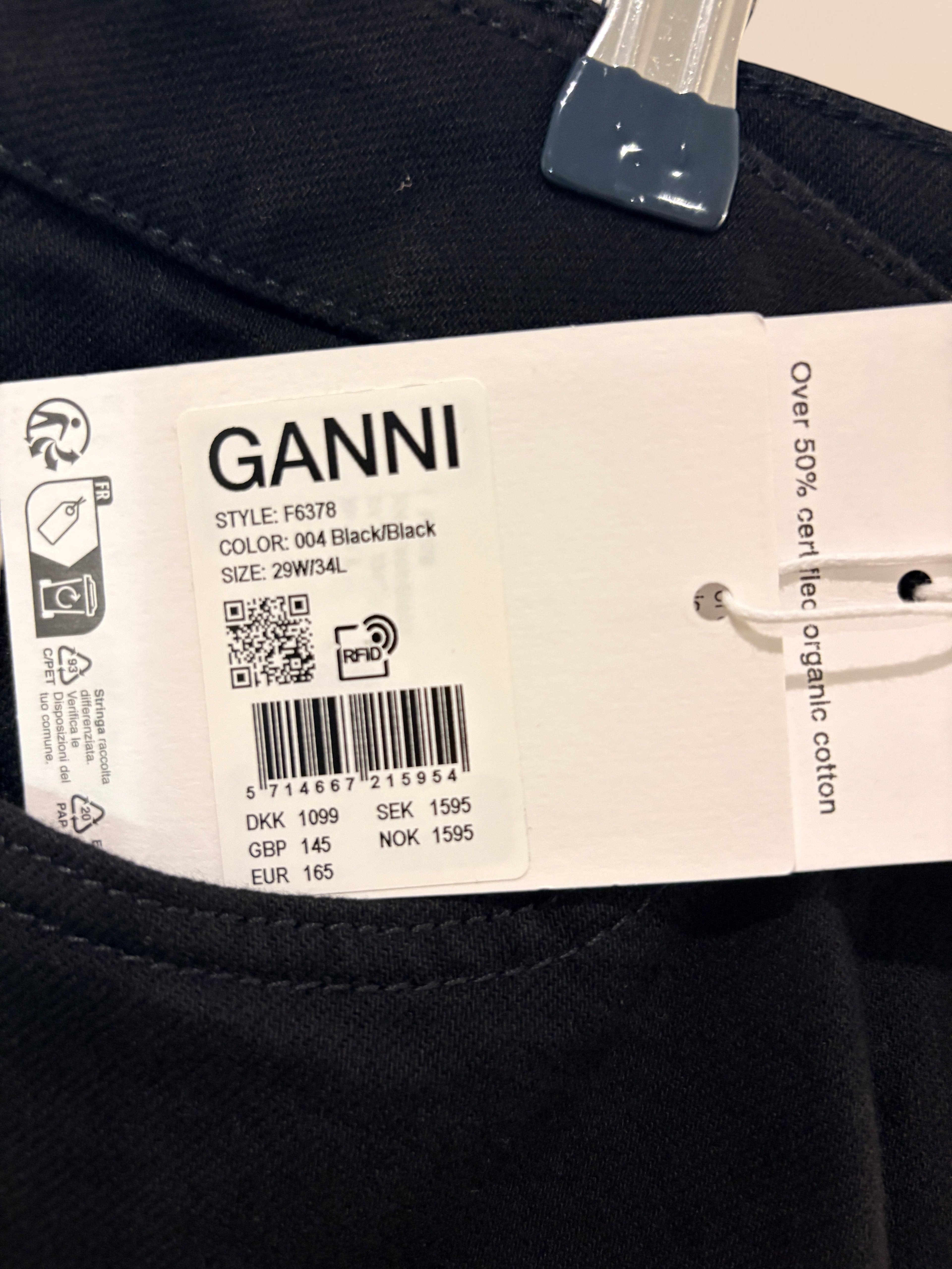 Jean Droit Noir en Coton Organique Neuf avec Étiquette – GANNI (Taille 29/34)