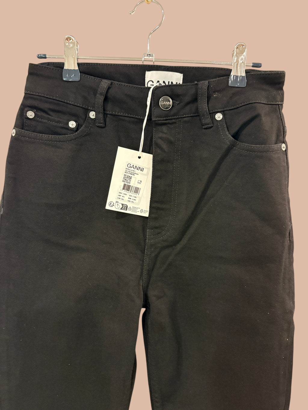 Jean Droit GANNI « Comfort Stretch » W27 / L34 – Noir – Neuf avec Étiquette