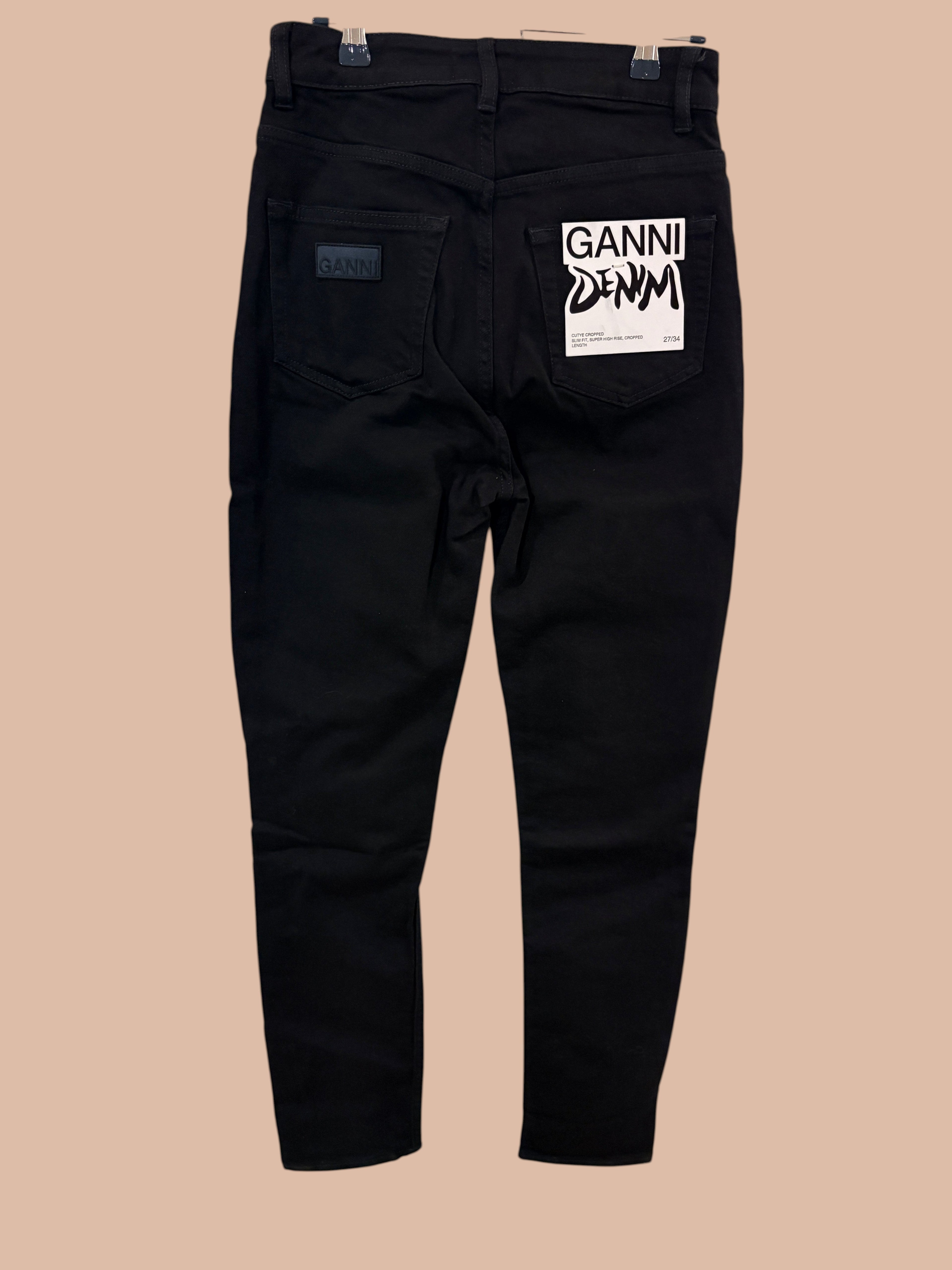 Jean Droit GANNI « Comfort Stretch » W27 / L34 – Noir – Neuf avec Étiquette