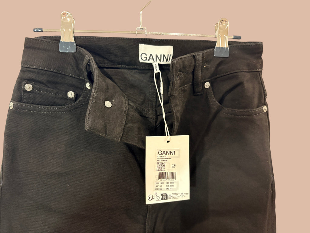 Jean Droit GANNI « Comfort Stretch » W27 / L34 – Noir – Neuf avec Étiquette