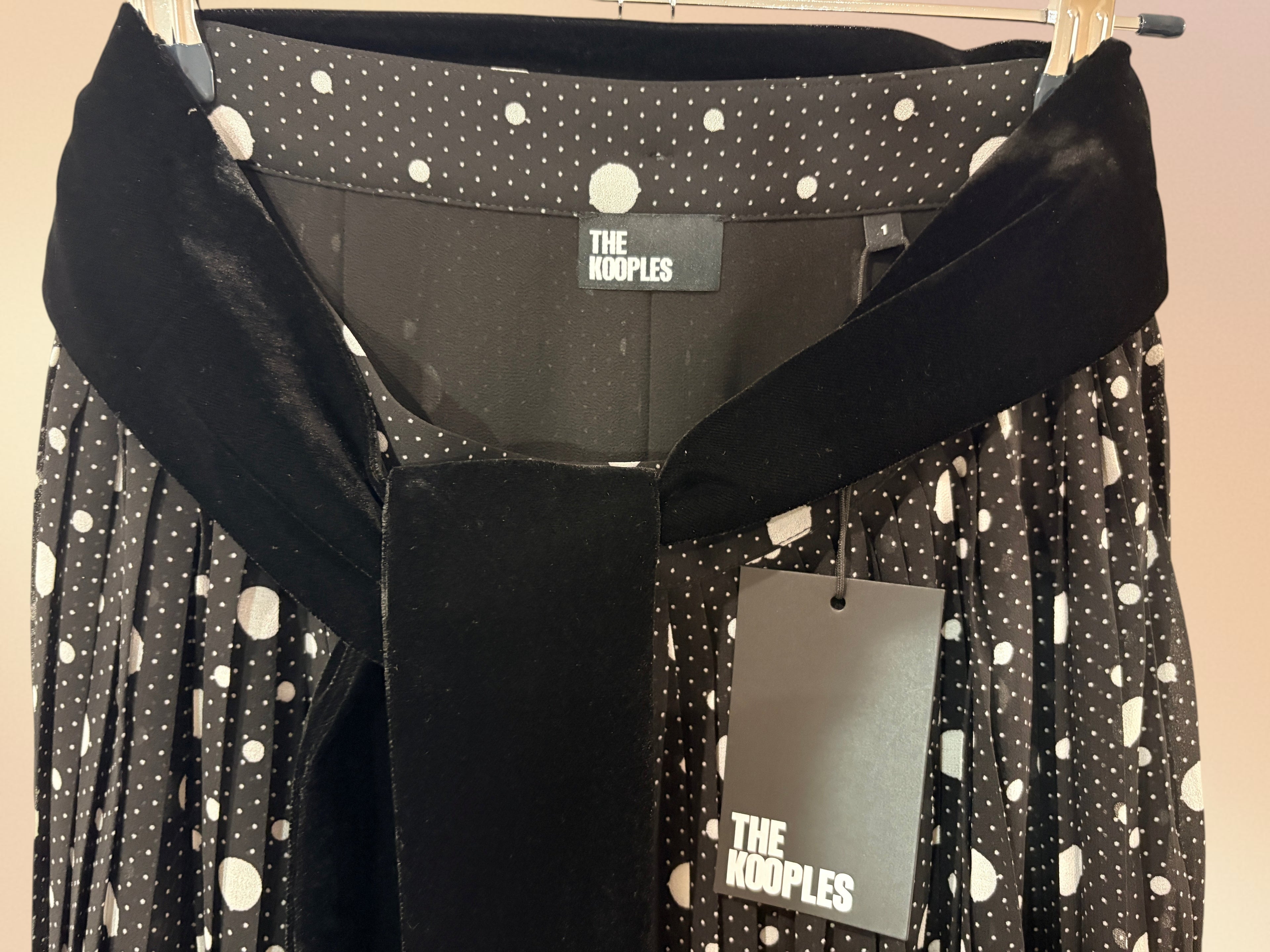 Jupe Longue Plissée à Pois et Ceinture Velours - The Kooples (Neuve) Taille 36