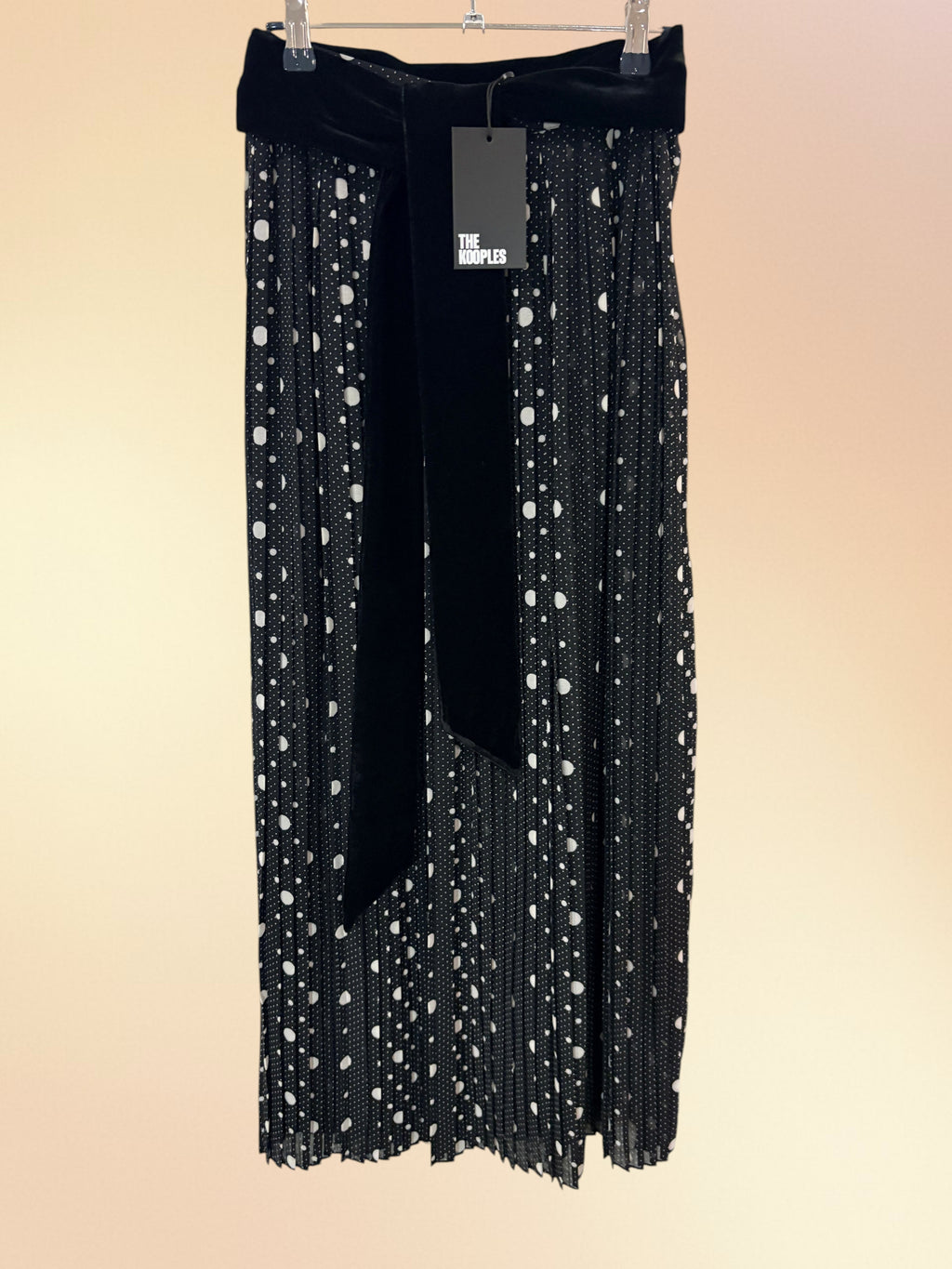 Jupe Longue Plissée à Pois et Ceinture Velours - The Kooples (Neuve) Taille 36