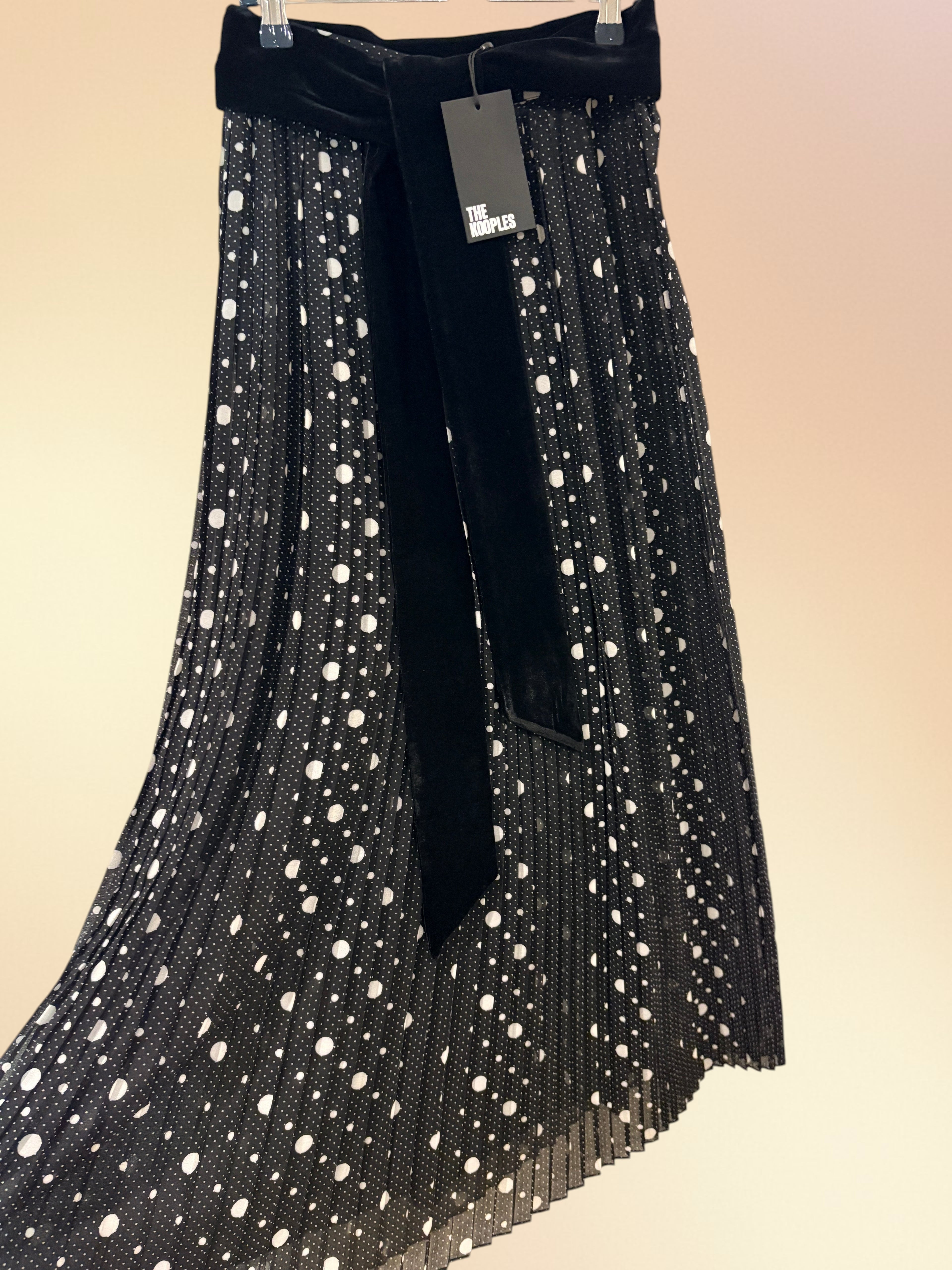Jupe Longue Plissée à Pois et Ceinture Velours - The Kooples (Neuve) Taille 36