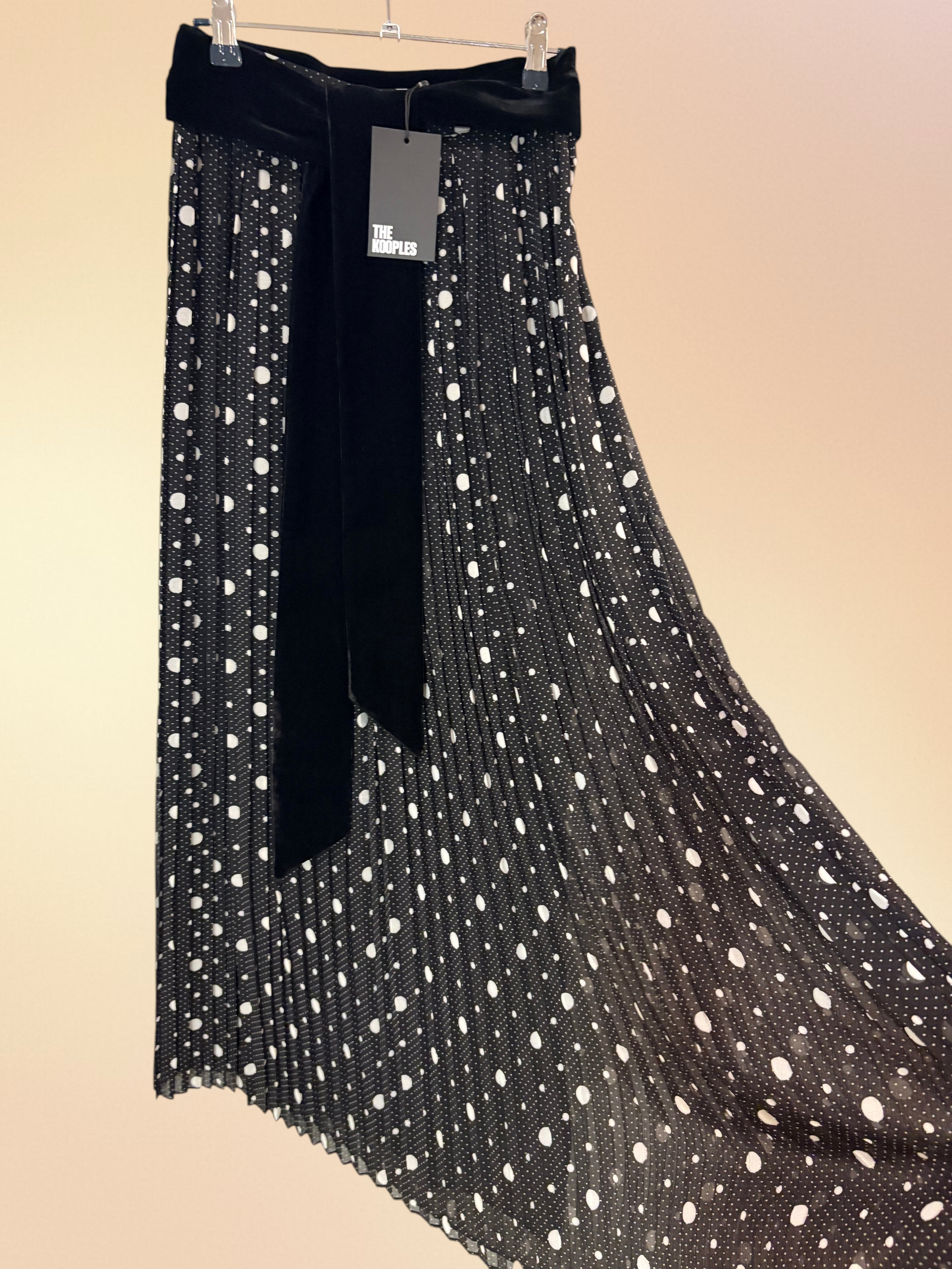 Jupe Longue Plissée à Pois et Ceinture Velours - The Kooples (Neuve) Taille 36