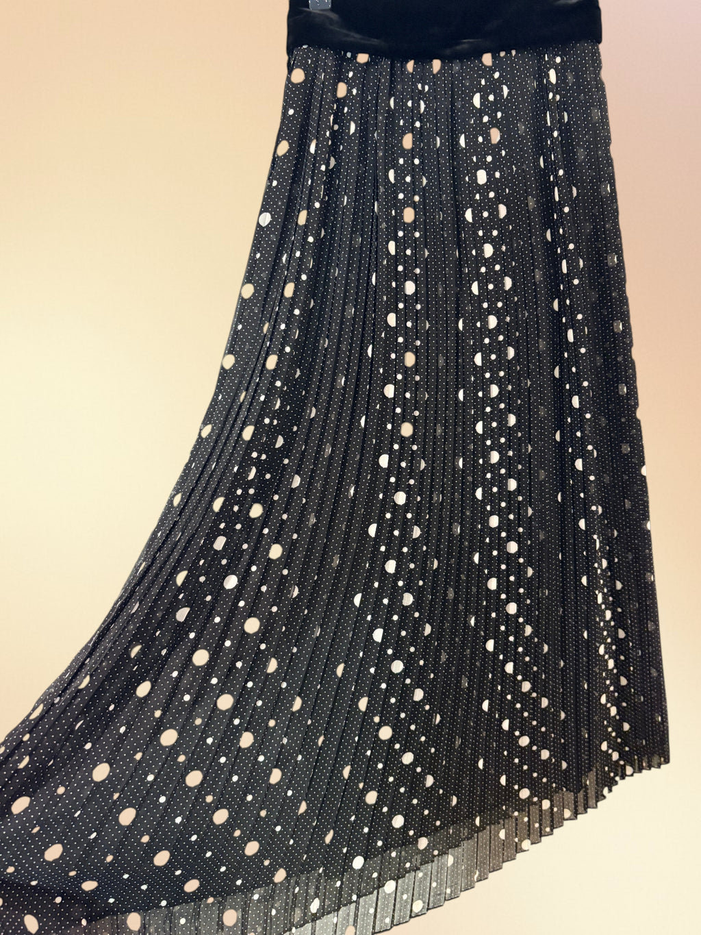 Jupe Longue Plissée à Pois et Ceinture Velours - The Kooples (Neuve) Taille 36