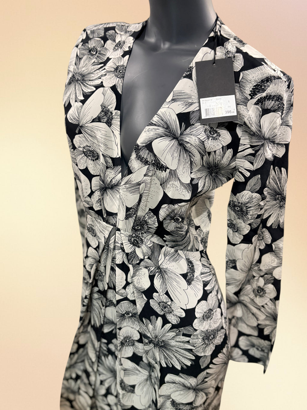 Robe Maxi en Soie Imprimé Floral Noir & Blanc – The Kooples