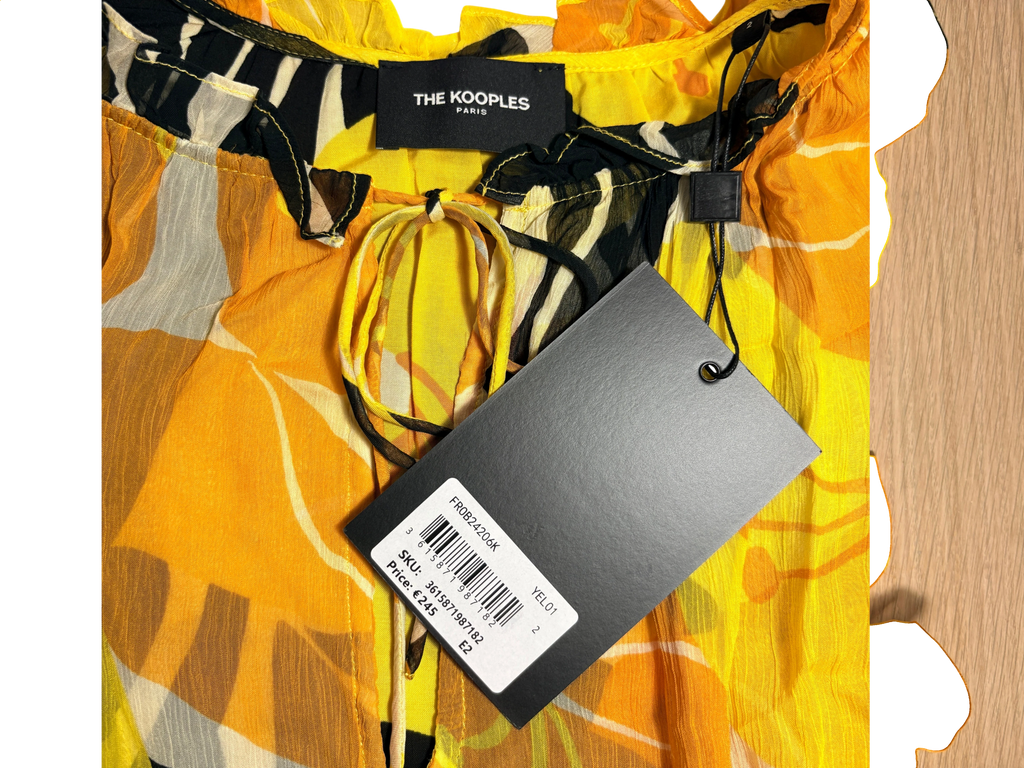 Robe Fluide Imprimé Floral Jaune et Noir — Taille 2 (Neuve avec étiquette)