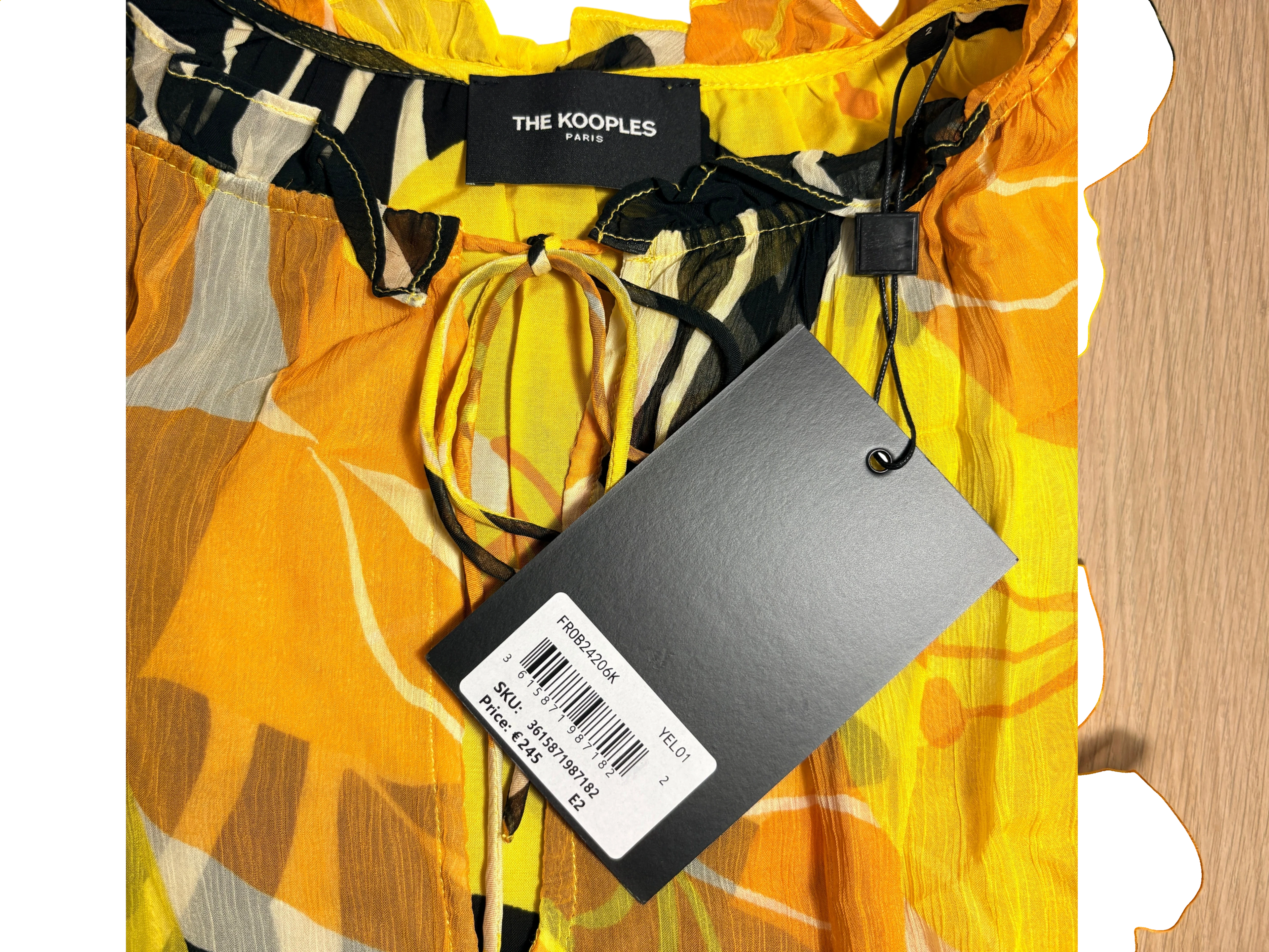 Robe Fluide Imprimé Floral Jaune et Noir — Taille 2 (Neuve avec étiquette)