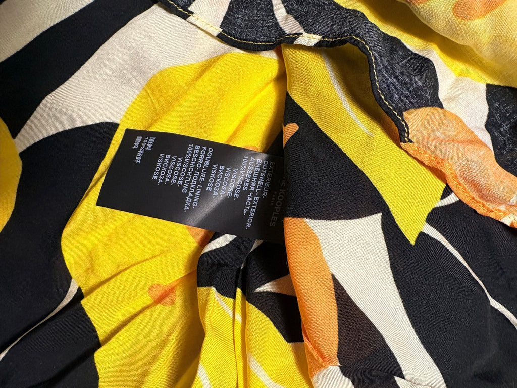 Robe Fluide Imprimé Floral Jaune et Noir — Taille 2 (Neuve avec étiquette)