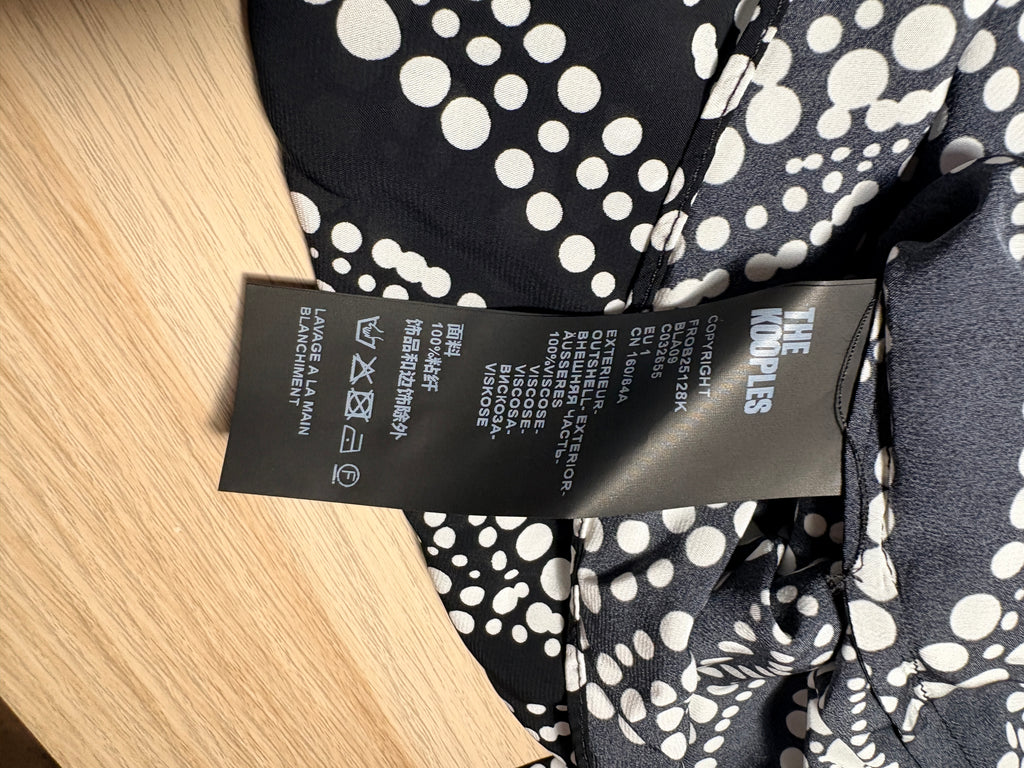 Robe fluide à motif pois géométriques Noir & Blanc - THE KOOPLES - Taille 1 (Neuve)