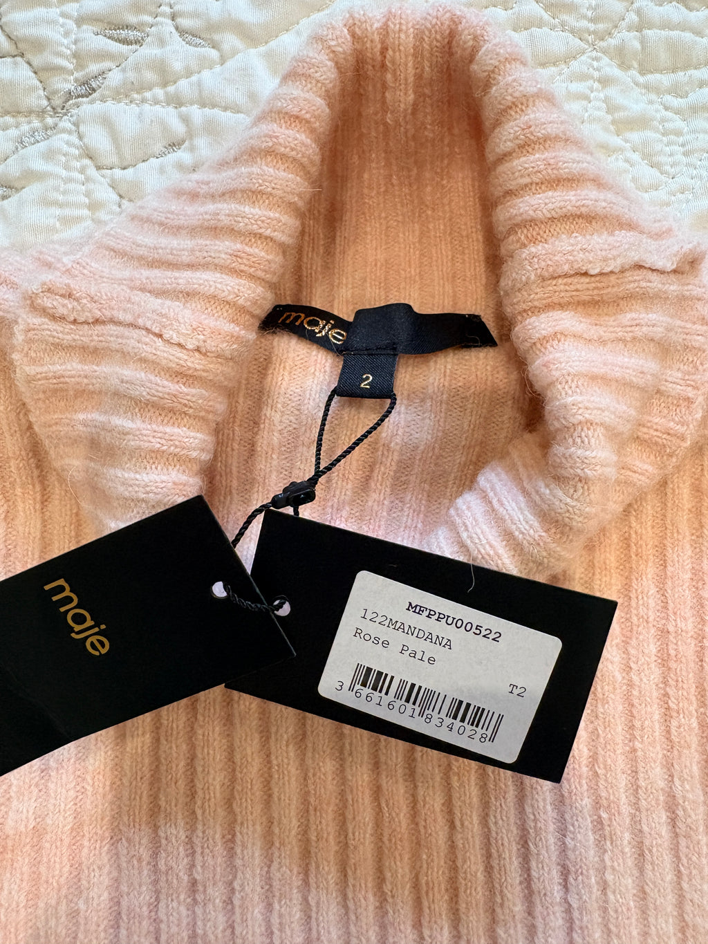 Maje - Pull 122MANDANA Rose Pale - Neuve avec étiquette MAJE