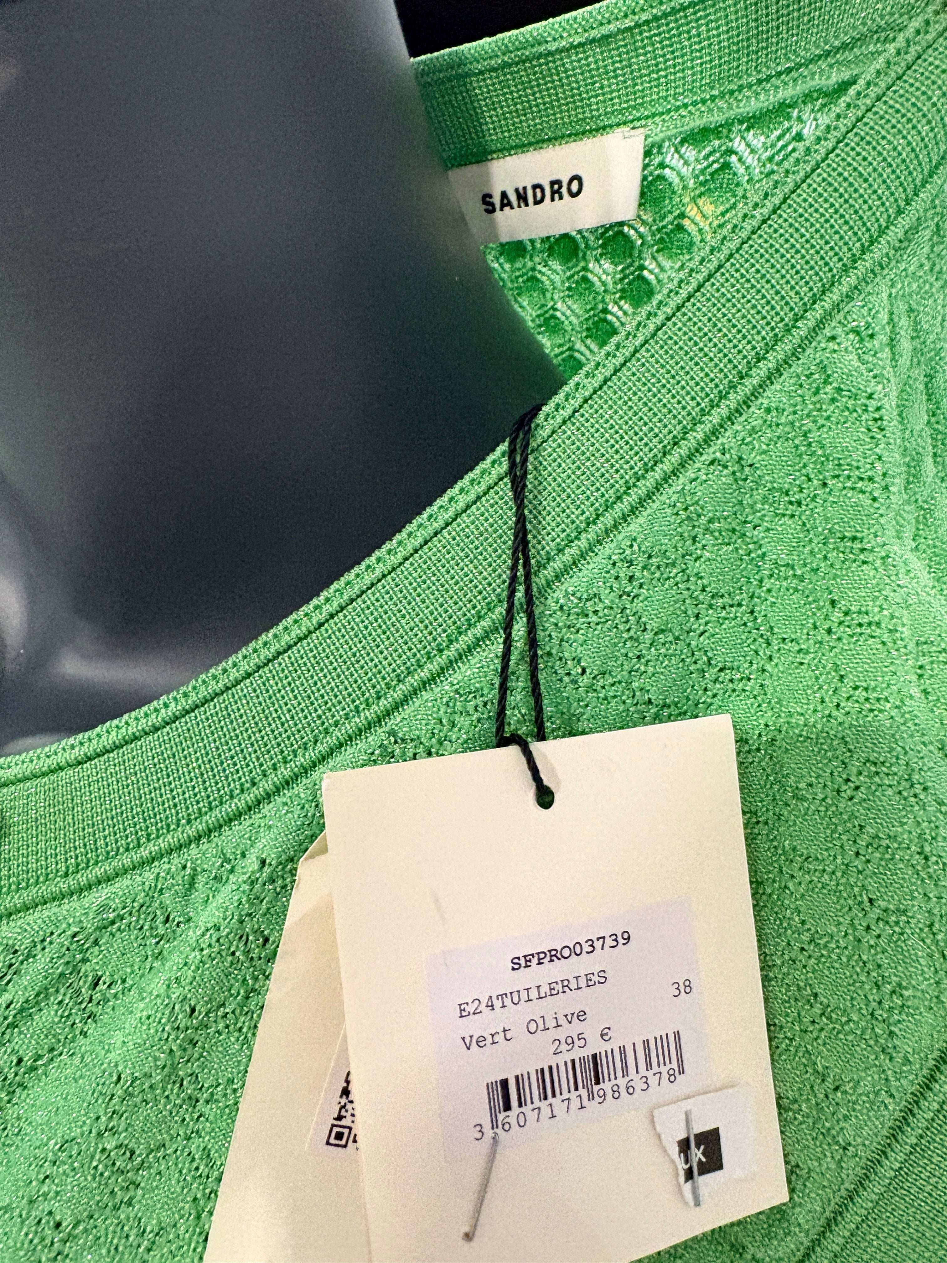 Robe midi en maille Sandro "Tuileries" – Verte – Taille 38 – Neuve avec étiquette (BNWT)