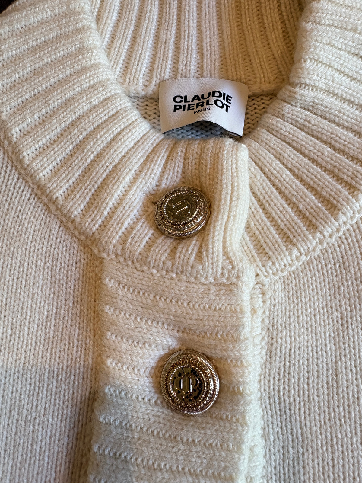 Claudie Pierlot - Cardigan en maille épaisse Écru en Laine - Neuf avec étiquette CLAUDIE PIERLOT