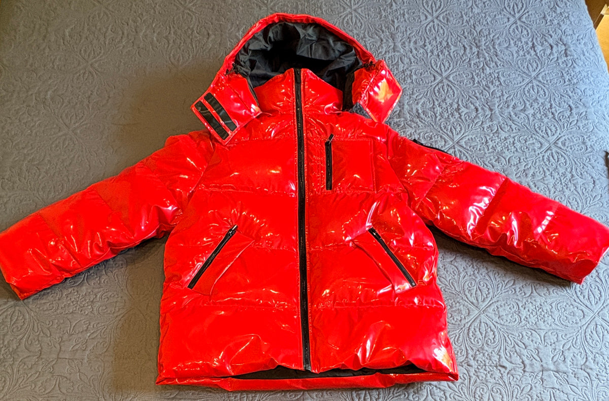 The Kooples - Doudoune à capuche rouge verni - Neuve avec étiquette The Kooples