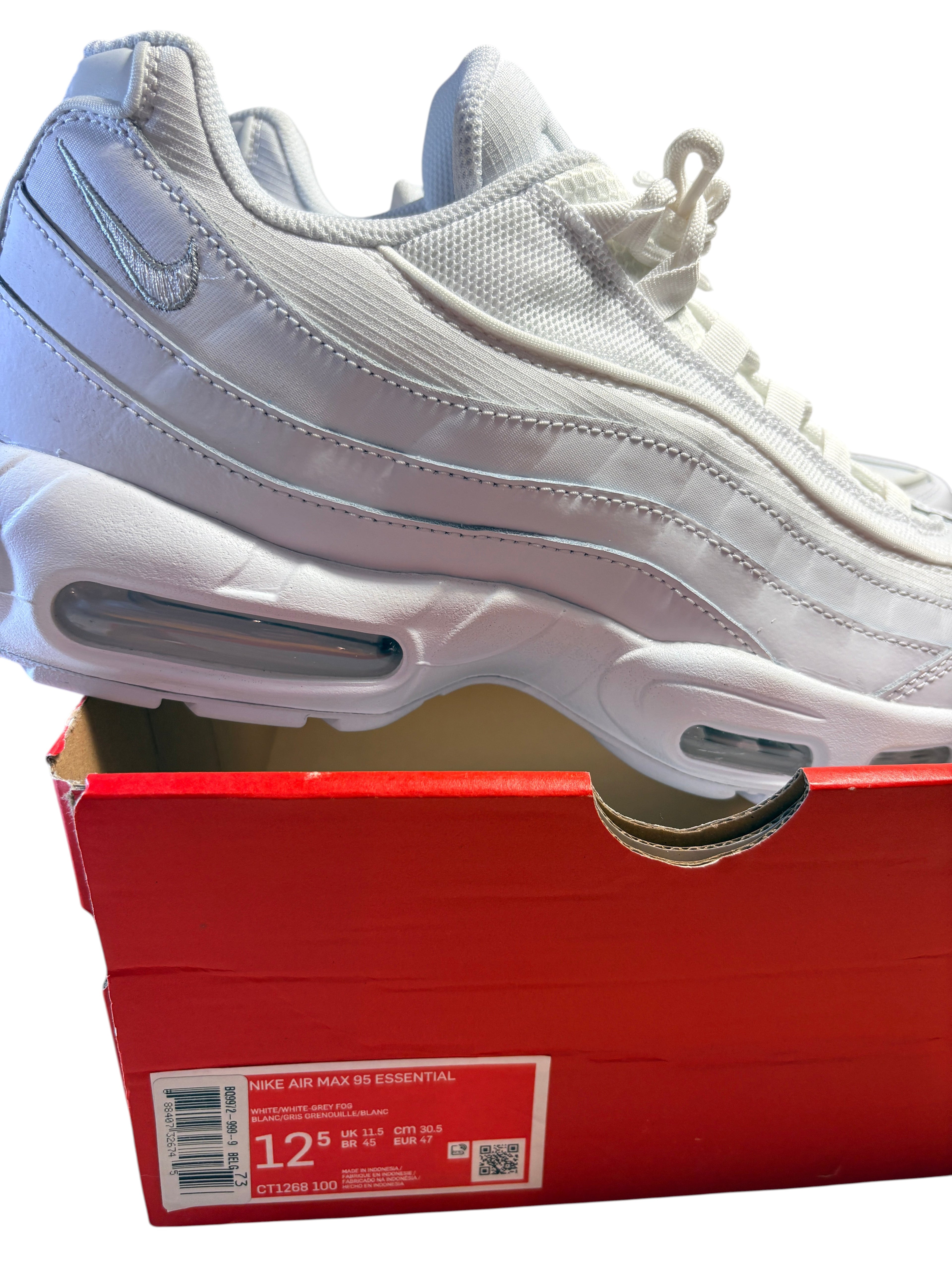 Nike - Air Max 95 Essential Triple White - White / Grey Fog / White - Neuve avec étiquette NIKE