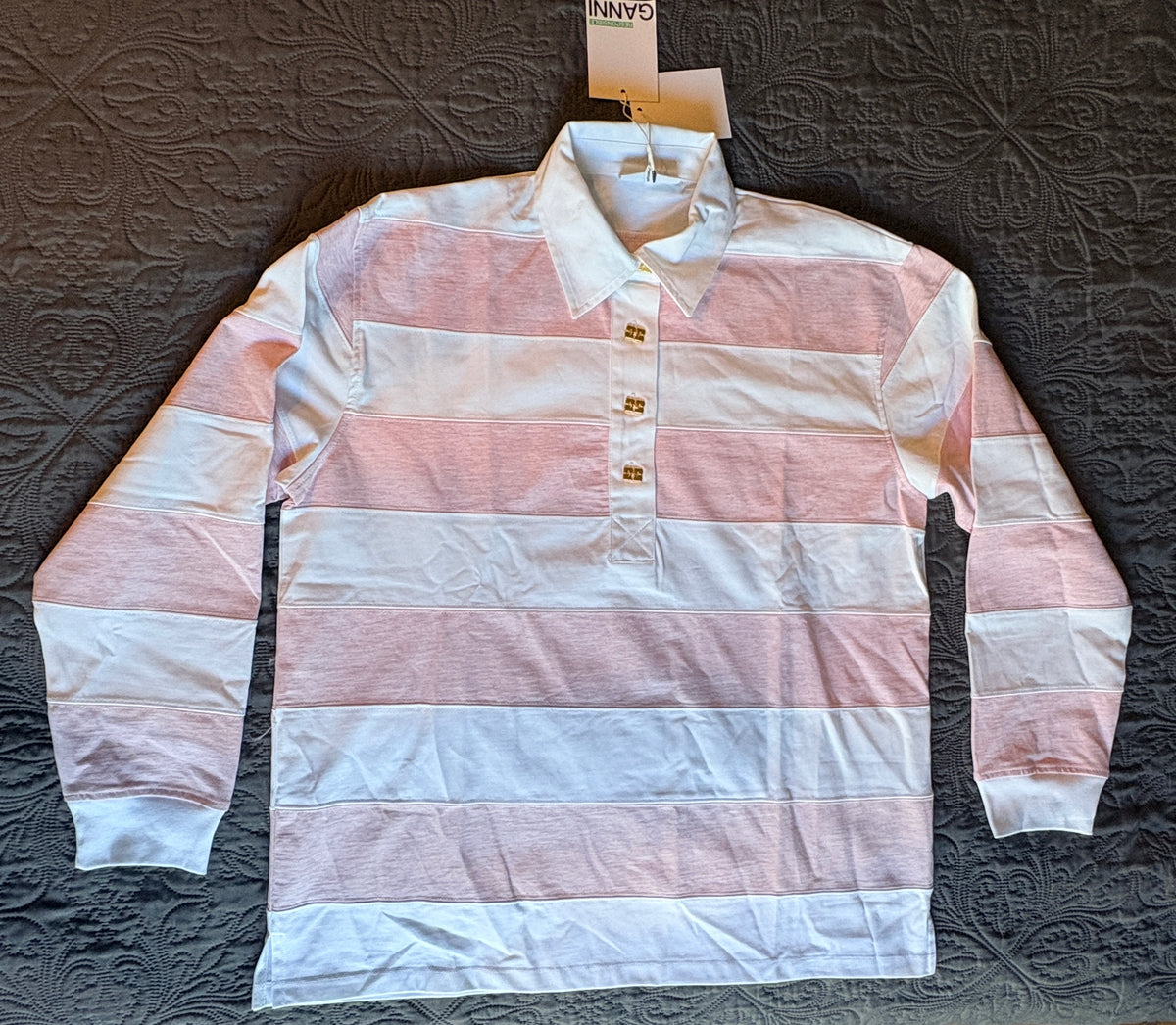 GANNI - Polo Rugby T4121 - Mauve Chalk - Neuf avec étiquette GANNI