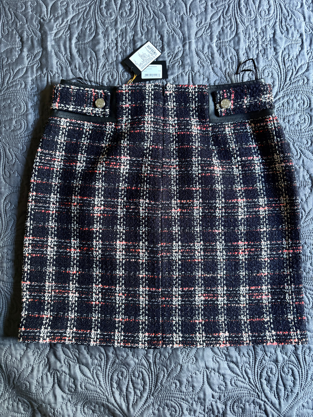Maje - Jupe droite contrastée façon tweed - Noir - Neuve avec étiquette MAJE