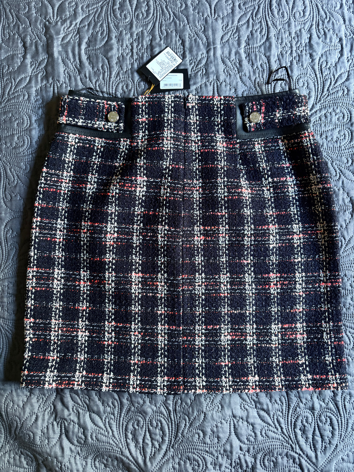 Maje - Jupe droite contrastée façon tweed - Noir - Neuve avec étiquette MAJE