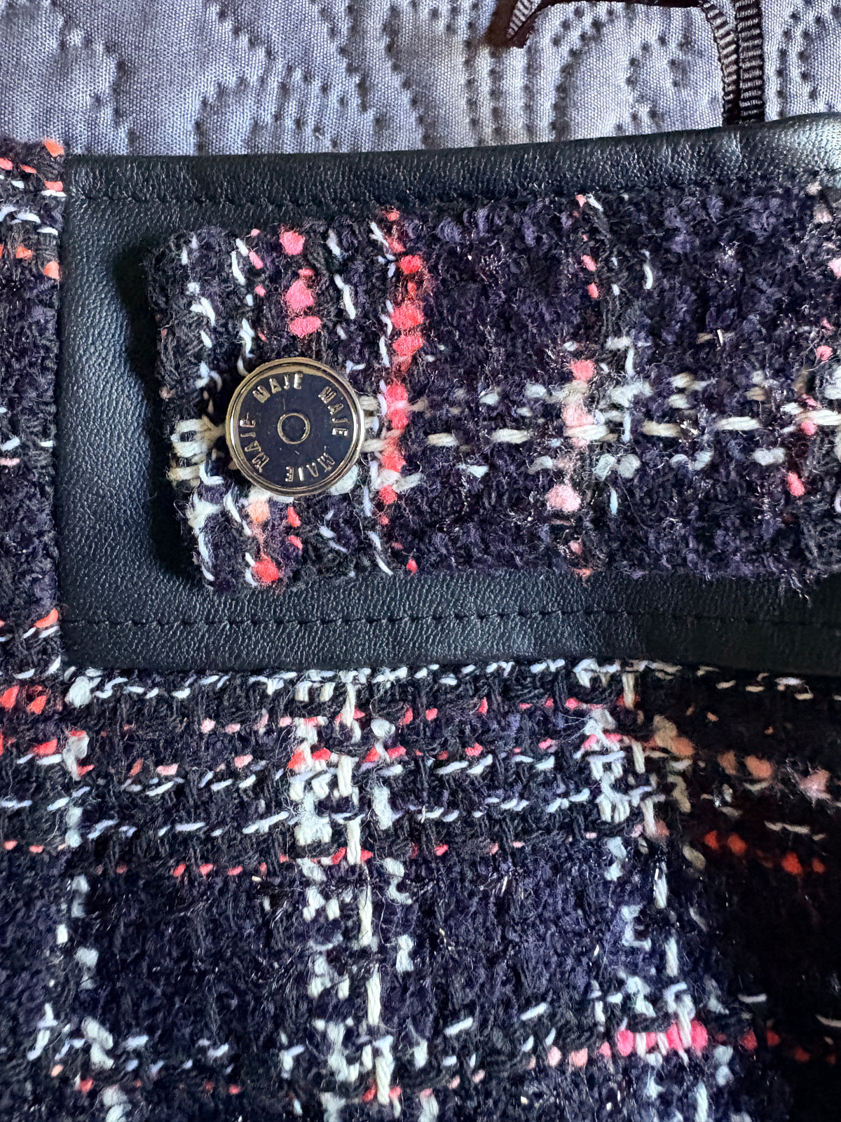 Maje - Jupe droite contrastée façon tweed - Noir - Neuve avec étiquette MAJE