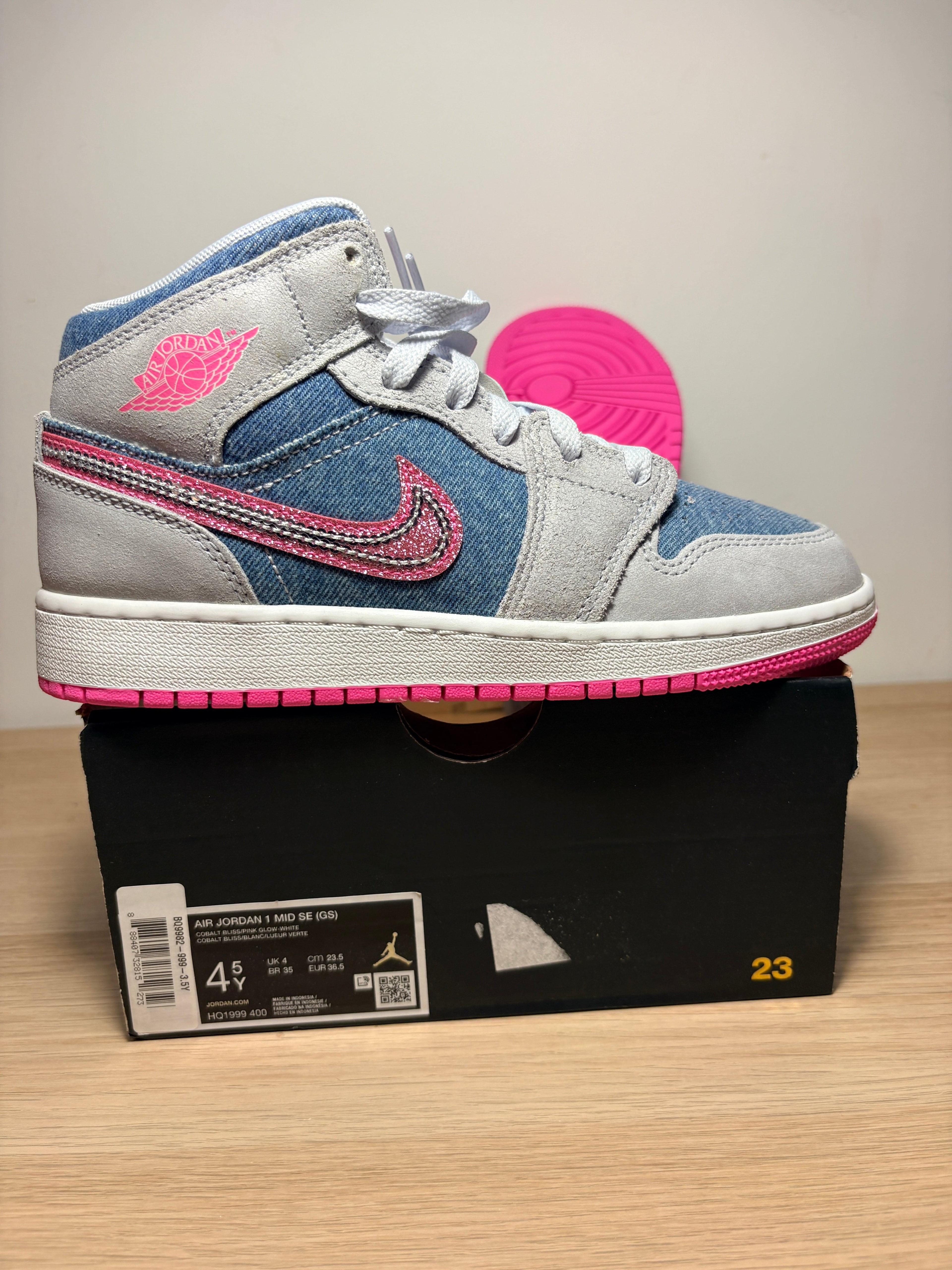 Air Jordan 1 Mid SE (GS) "Cobalt Bliss / Pink Glow"