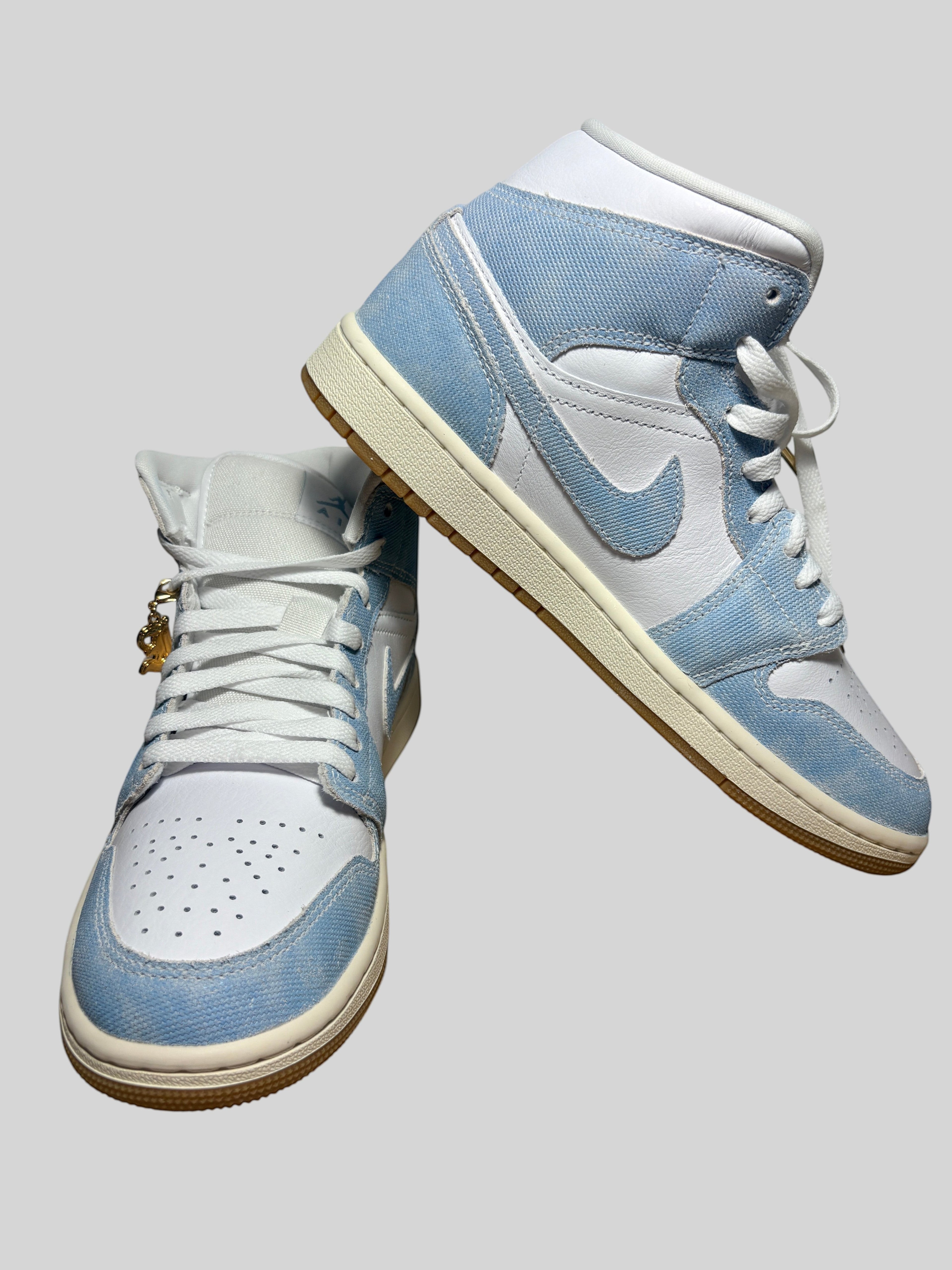Jordan - Air Jordan 1 Mid SE - White / Sail / Gum Light Brown / Worn Blue - Neuve avec étiquette AIR JORDAN