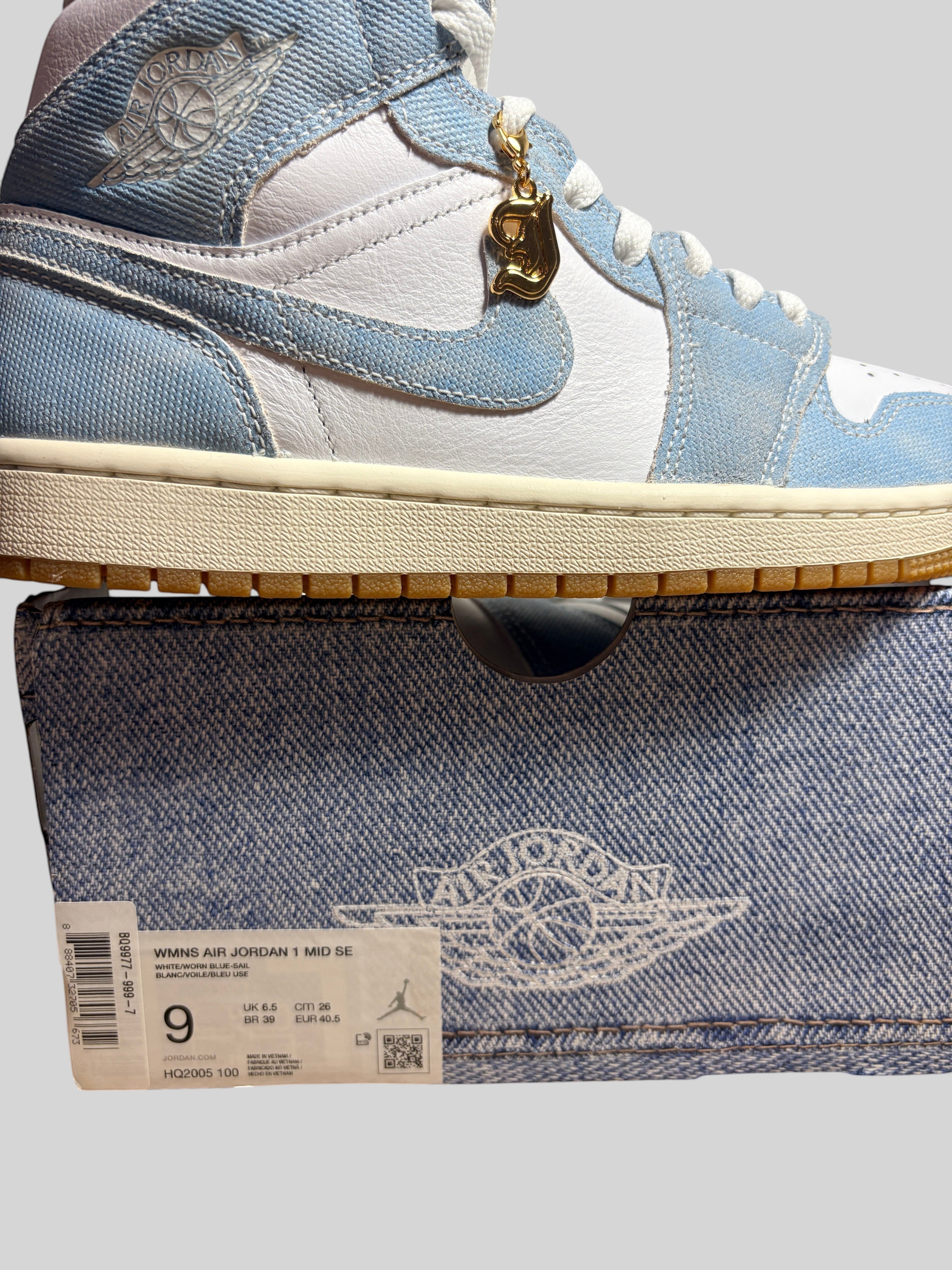 Jordan - Air Jordan 1 Mid SE - White / Sail / Gum Light Brown / Worn Blue - Neuve avec étiquette AIR JORDAN