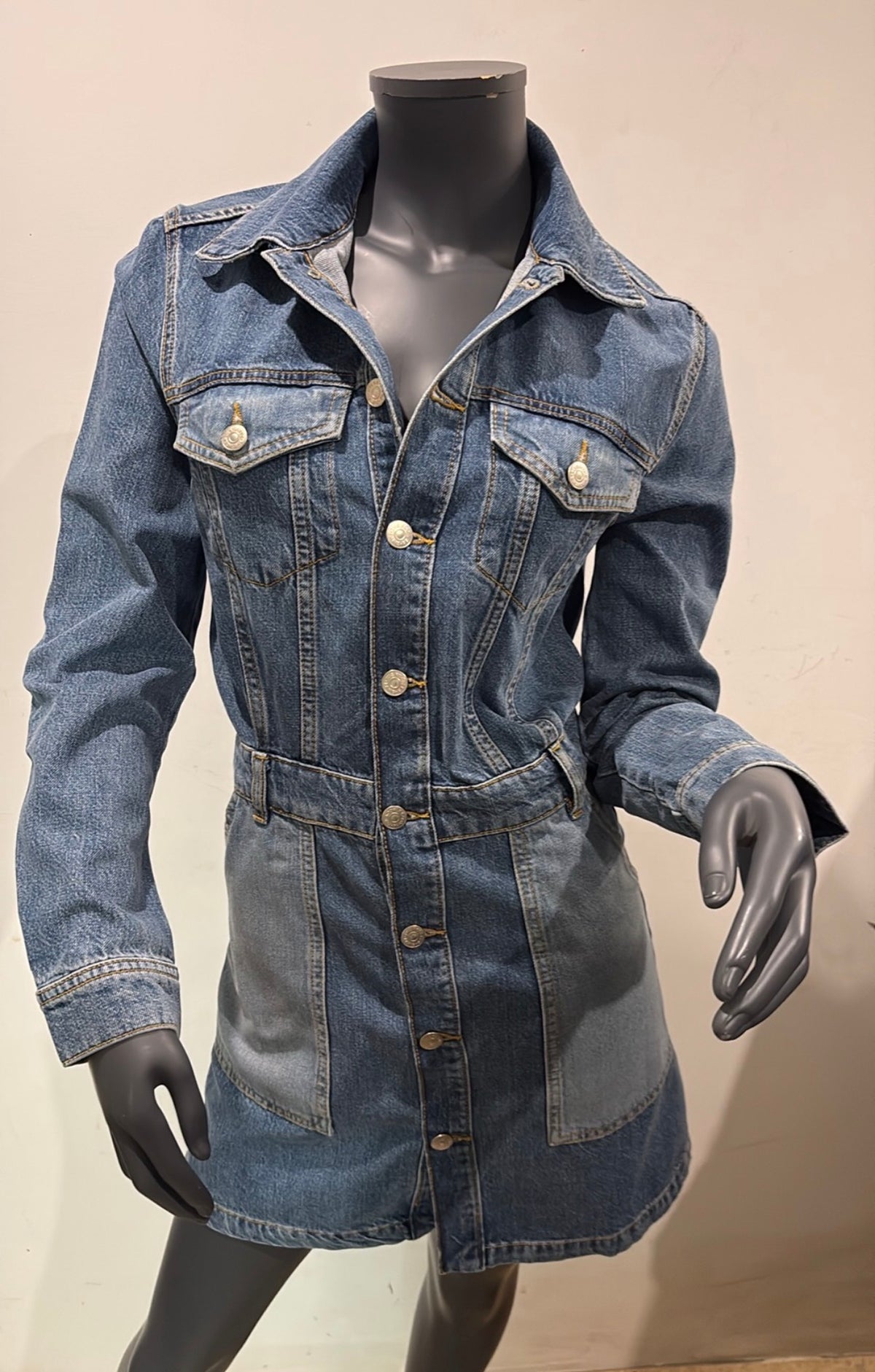 The Kooples - Robe Chemise en Jean FROB24113J - Blue Washed Denim - Neuve avec étiquette SANDRO