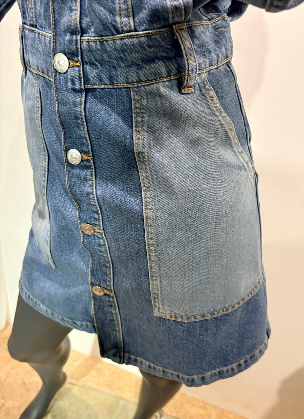 The Kooples - Robe Chemise en Jean FROB24113J - Blue Washed Denim - Neuve avec étiquette SANDRO